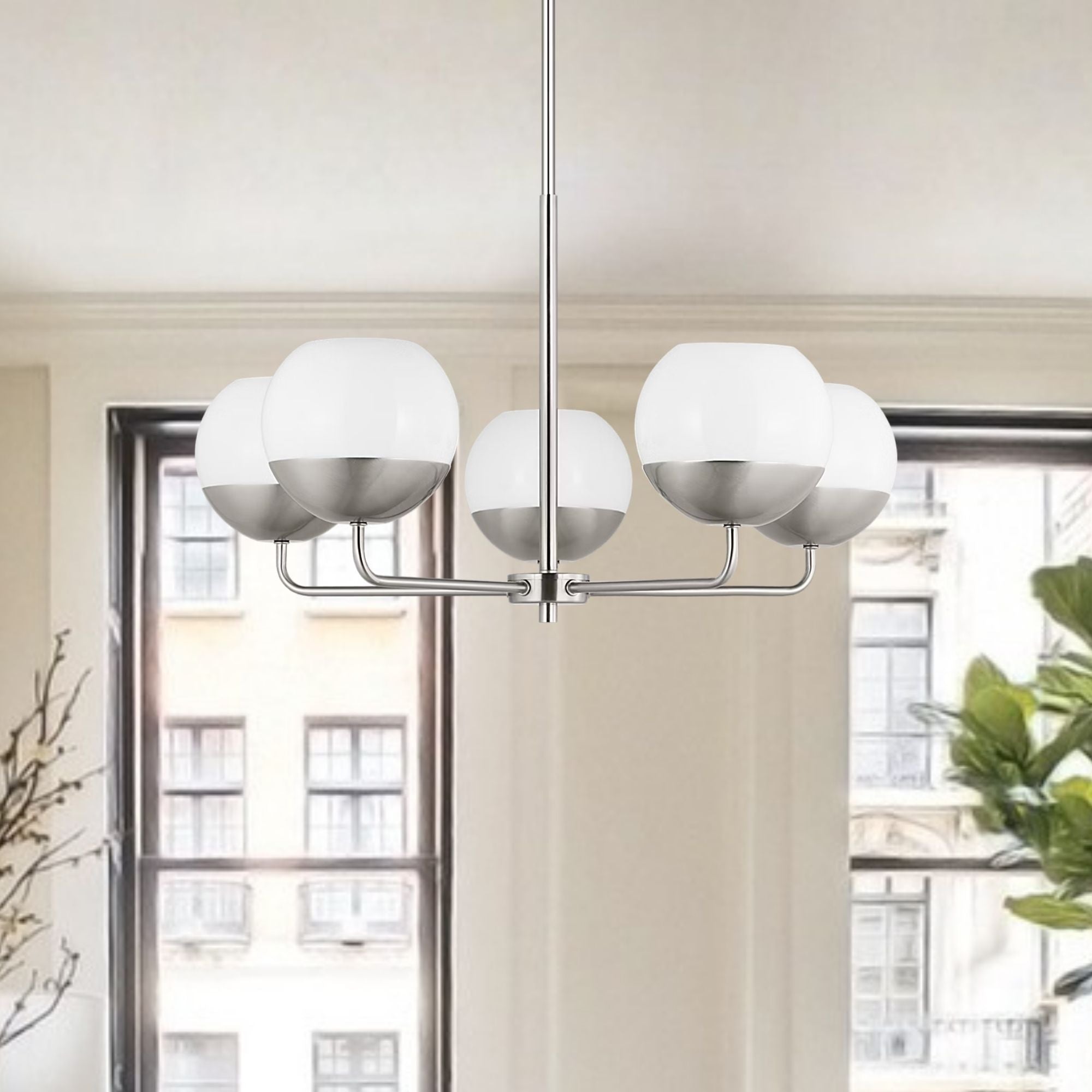 Alvin 26" 5-Light LED Chandelier, Brushed Nickel Finish