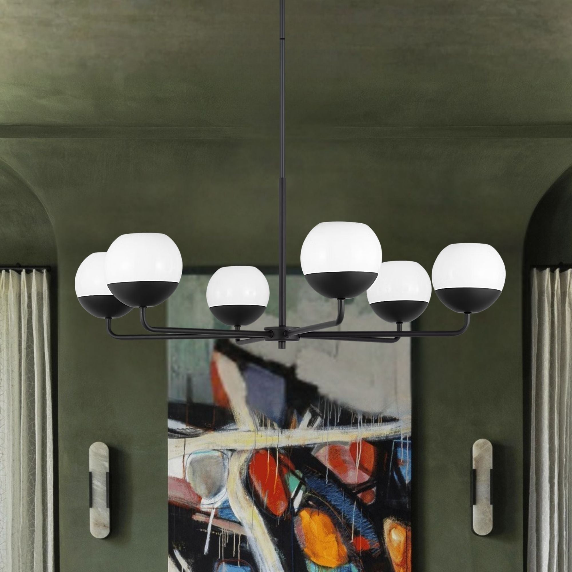 Alvin 38" 6-Light Chandelier, Midnight Black Finish