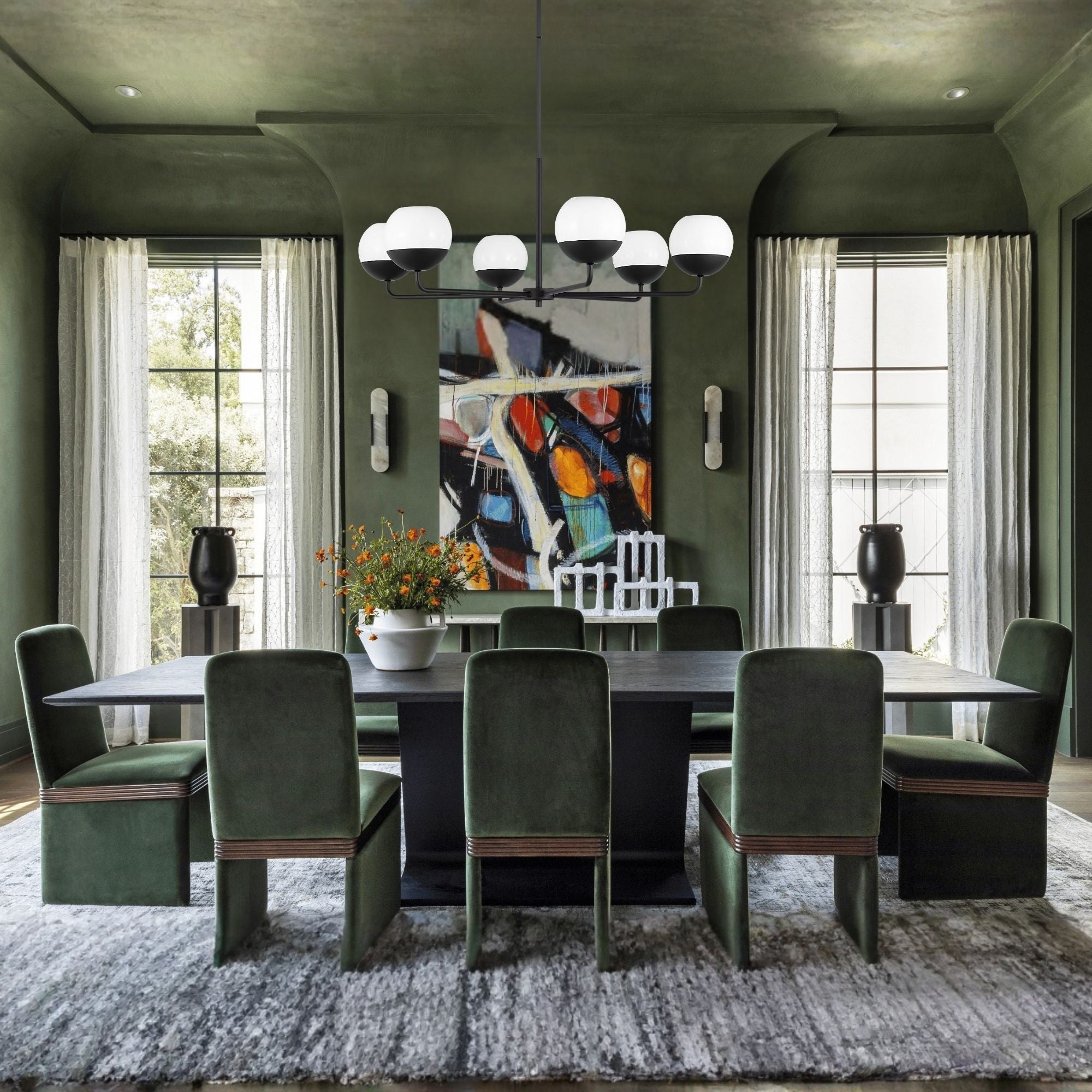 Alvin 38" 6-Light Chandelier, Midnight Black Finish