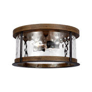 Angelo 14" 2-Light Flush Mount, Slate Grey Metal & Wood Finish