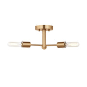 Axis 24" 3-Light Semi Flush Mount, Satin Brass Finish