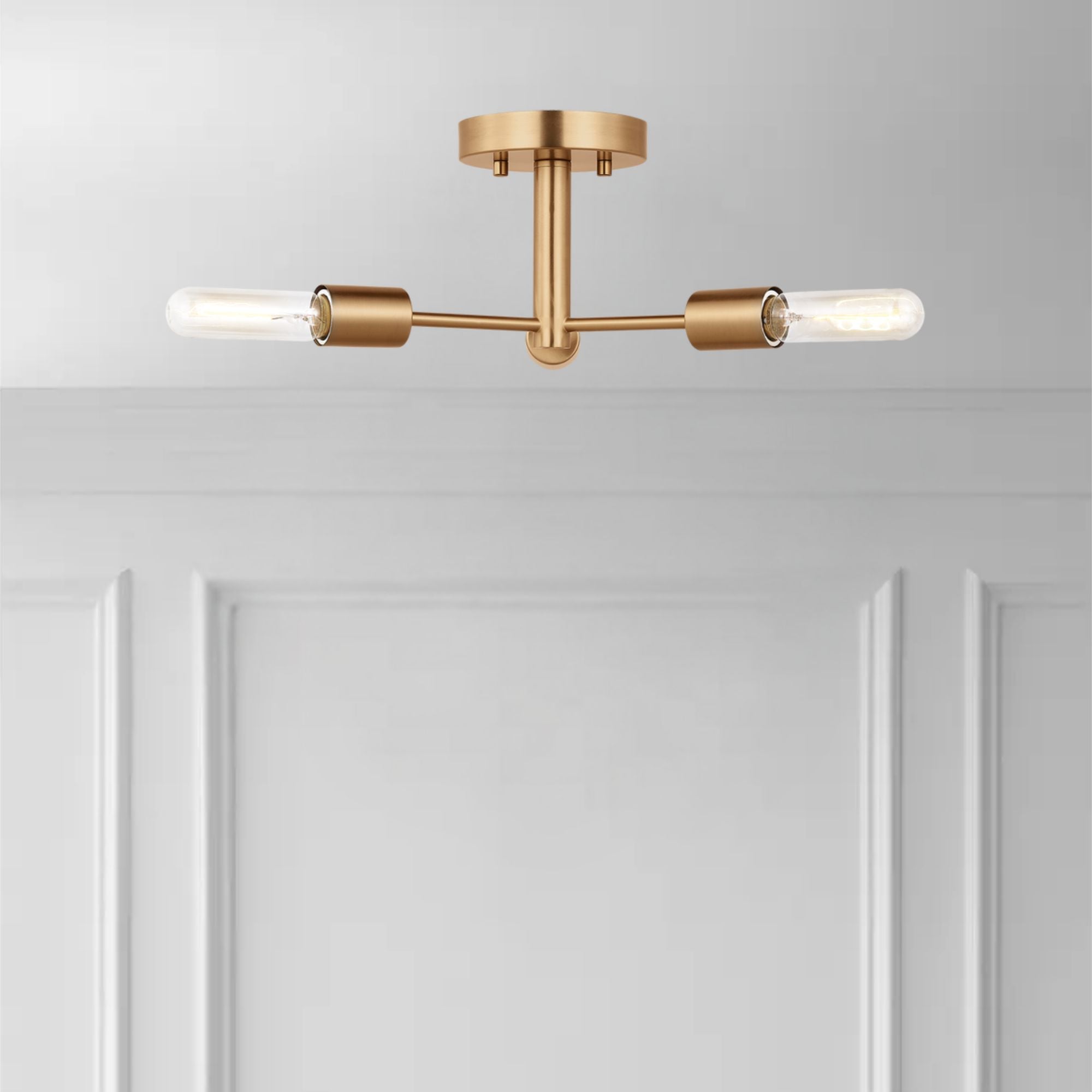 Axis 24" 3-Light Semi Flush Mount, Satin Brass Finish