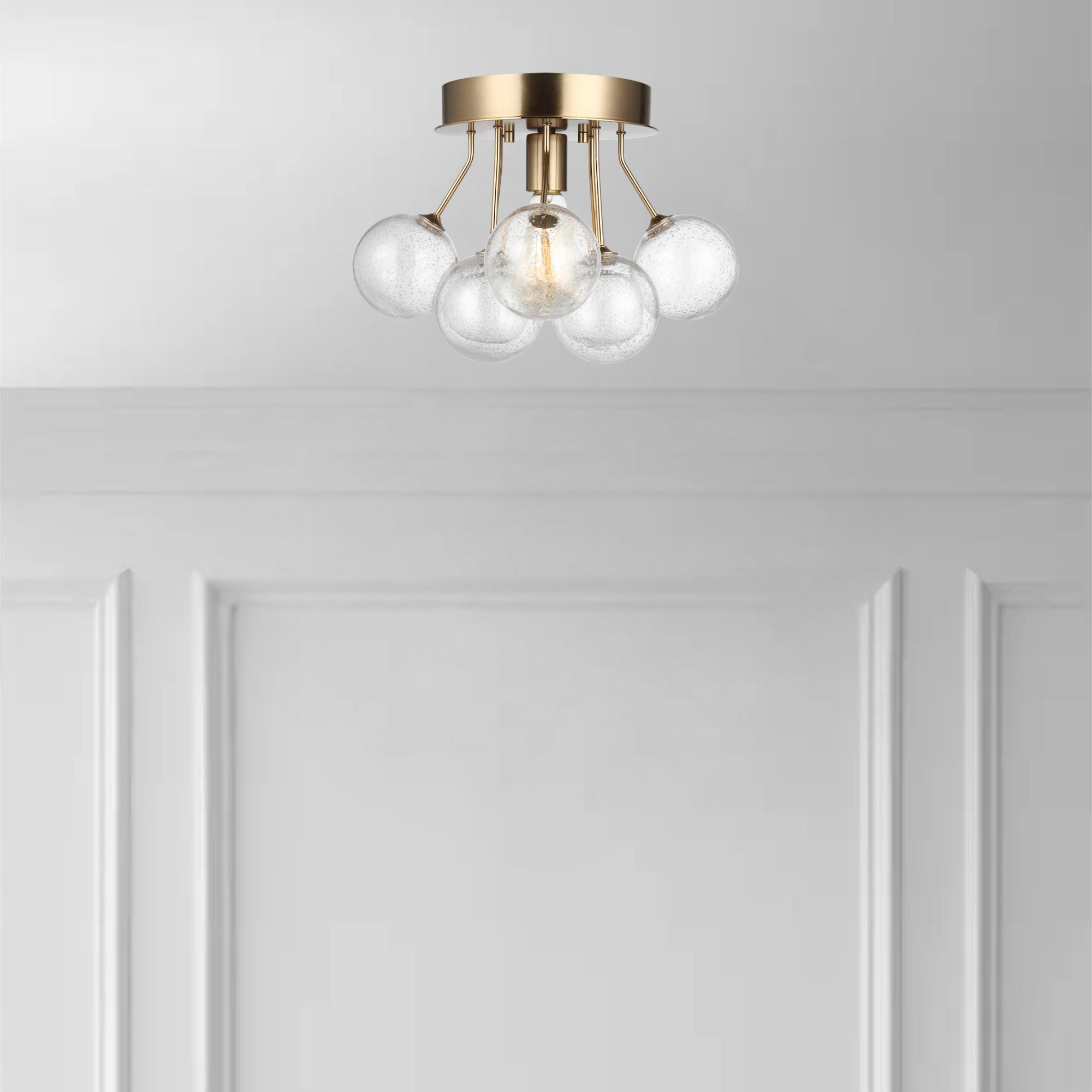 Bronzeville 15" Semi-Flush Mount, Satin Brass Finish