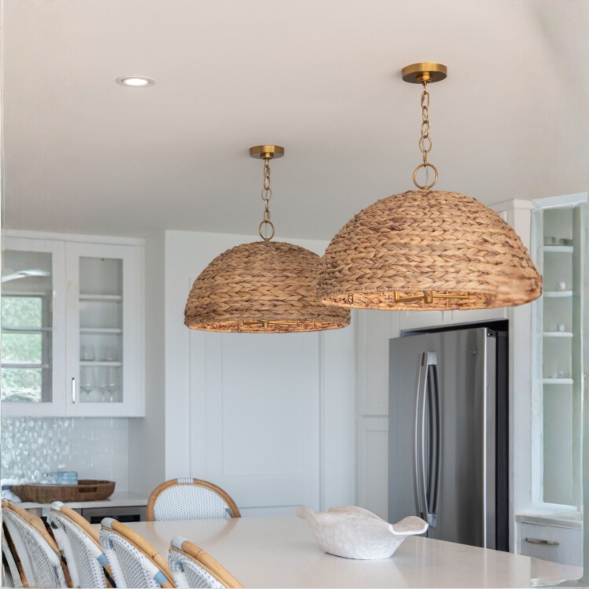 Cay 24" Large Pendant, Burnished Brass Finish