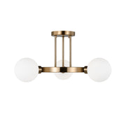 Clybourn 21" 3-Light Semi Flush Mount, Satin Brass Finish