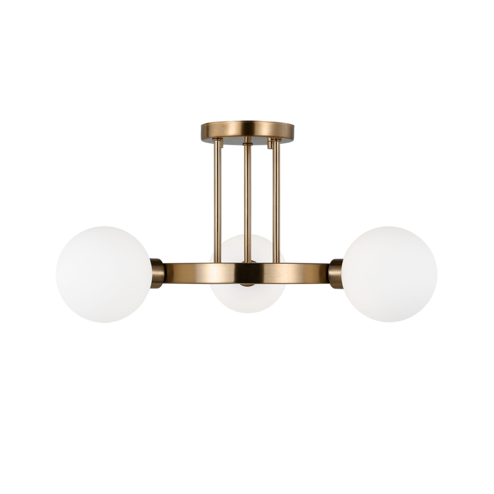 Clybourn 21" 3-Light Semi Flush Mount, Satin Brass Finish