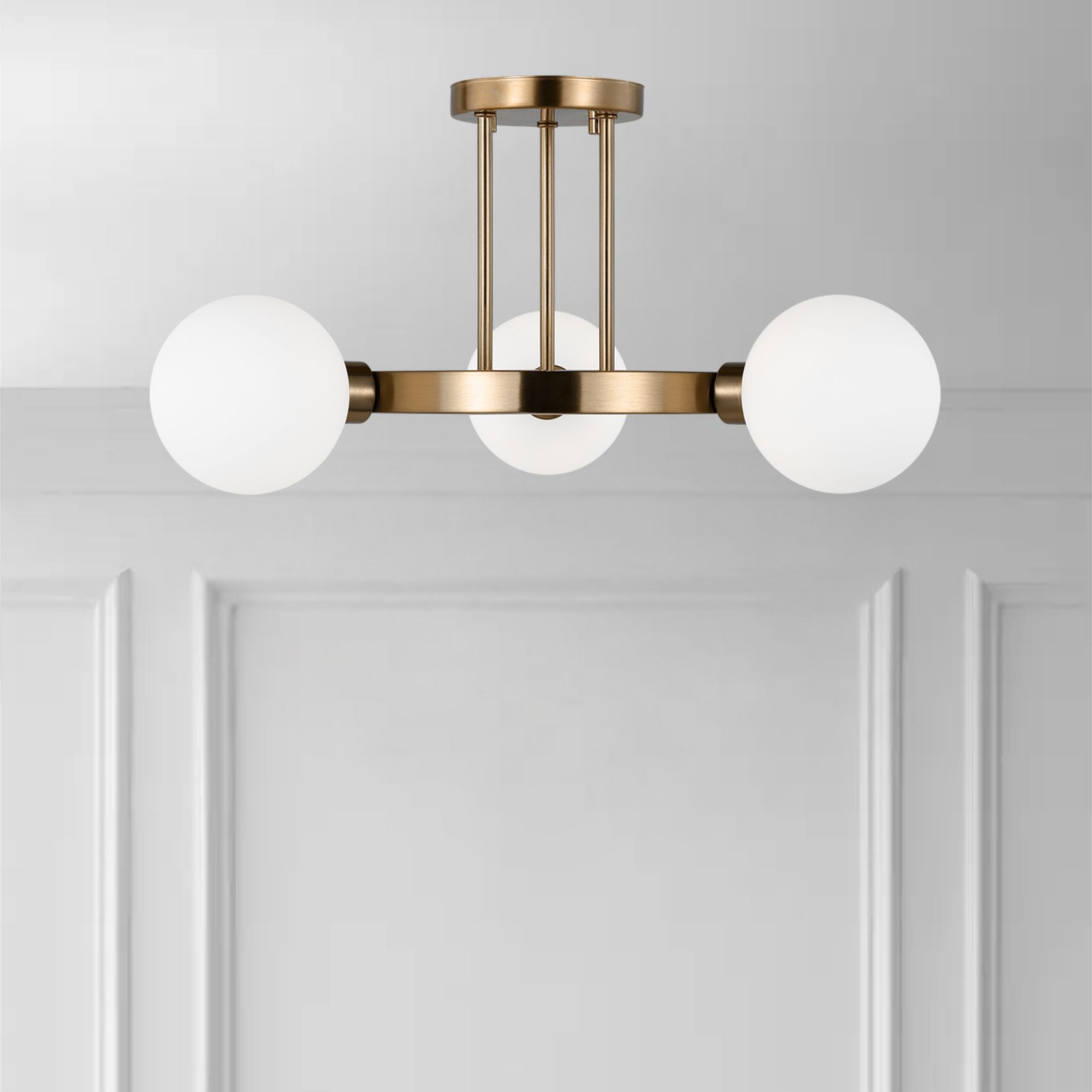 Clybourn 21" 3-Light Semi Flush Mount, Satin Brass Finish