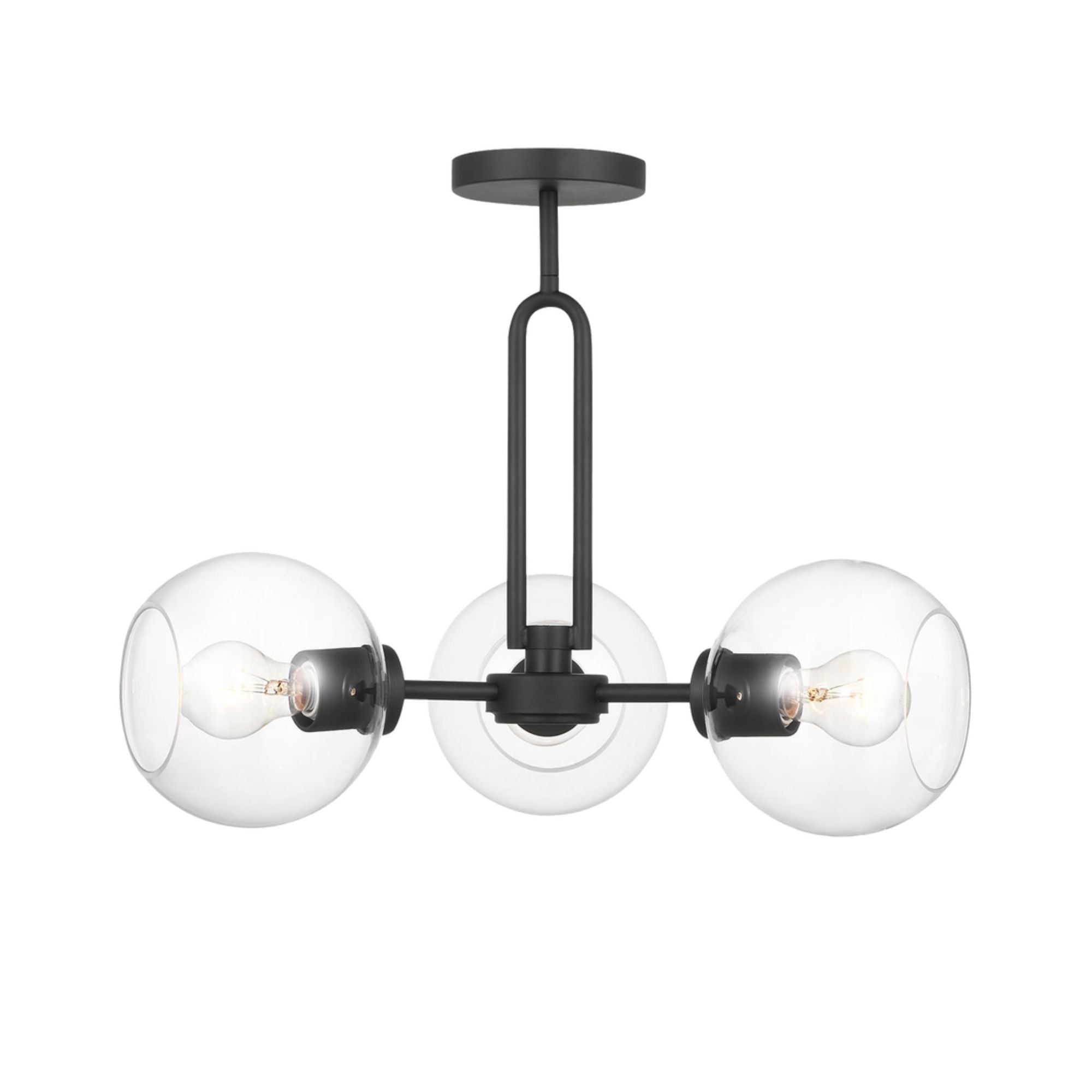 Codyn 22" 3-Light Semi-Flush Convertible Pendant, Midnight Black Finish
