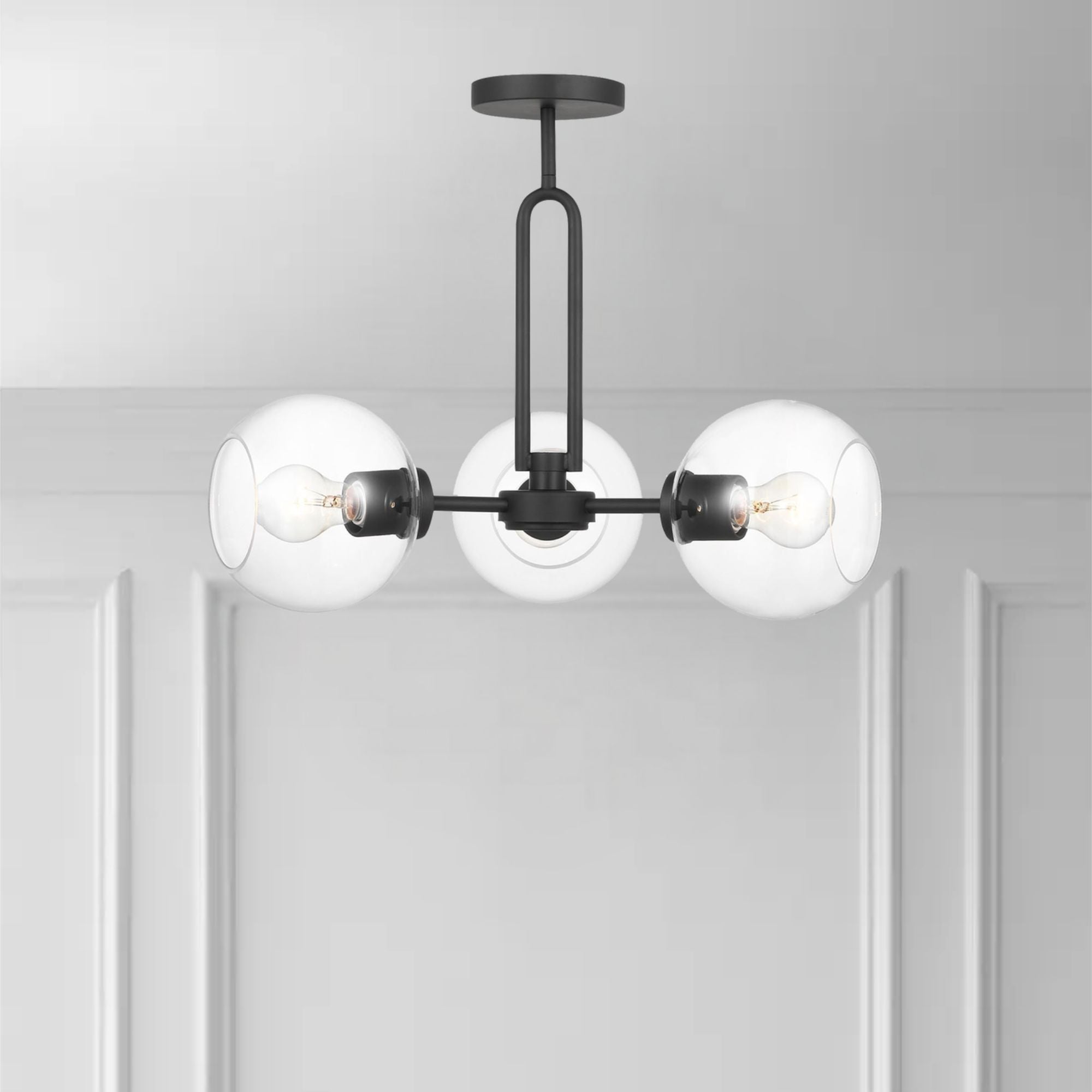 Codyn 22" 3-Light Semi-Flush Convertible Pendant, Midnight Black Finish