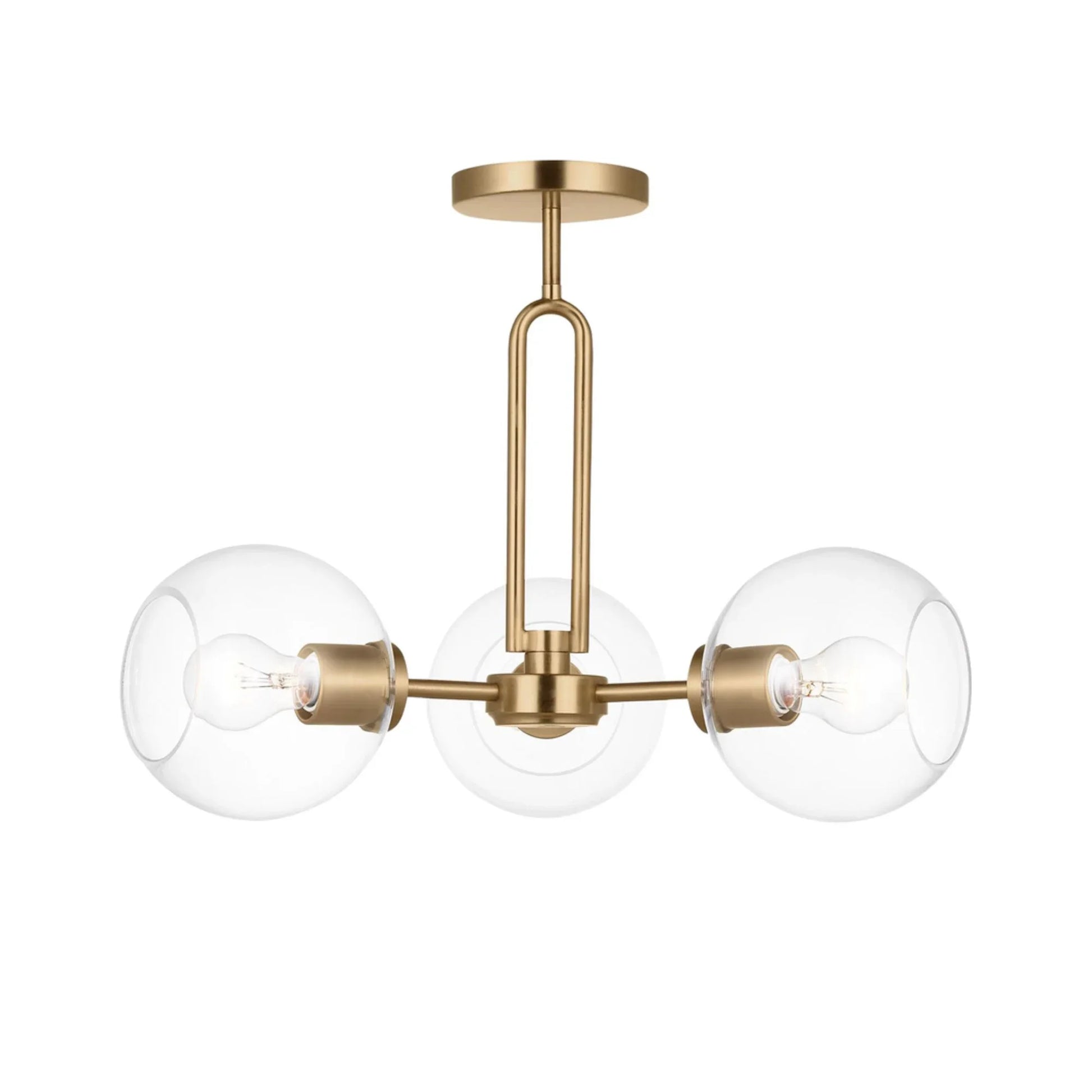 Visual Comfort Studio - Codyn 22" 3-Light Semi-Flush Convertible Pendant, Satin Brass Finish | Bees Lighting