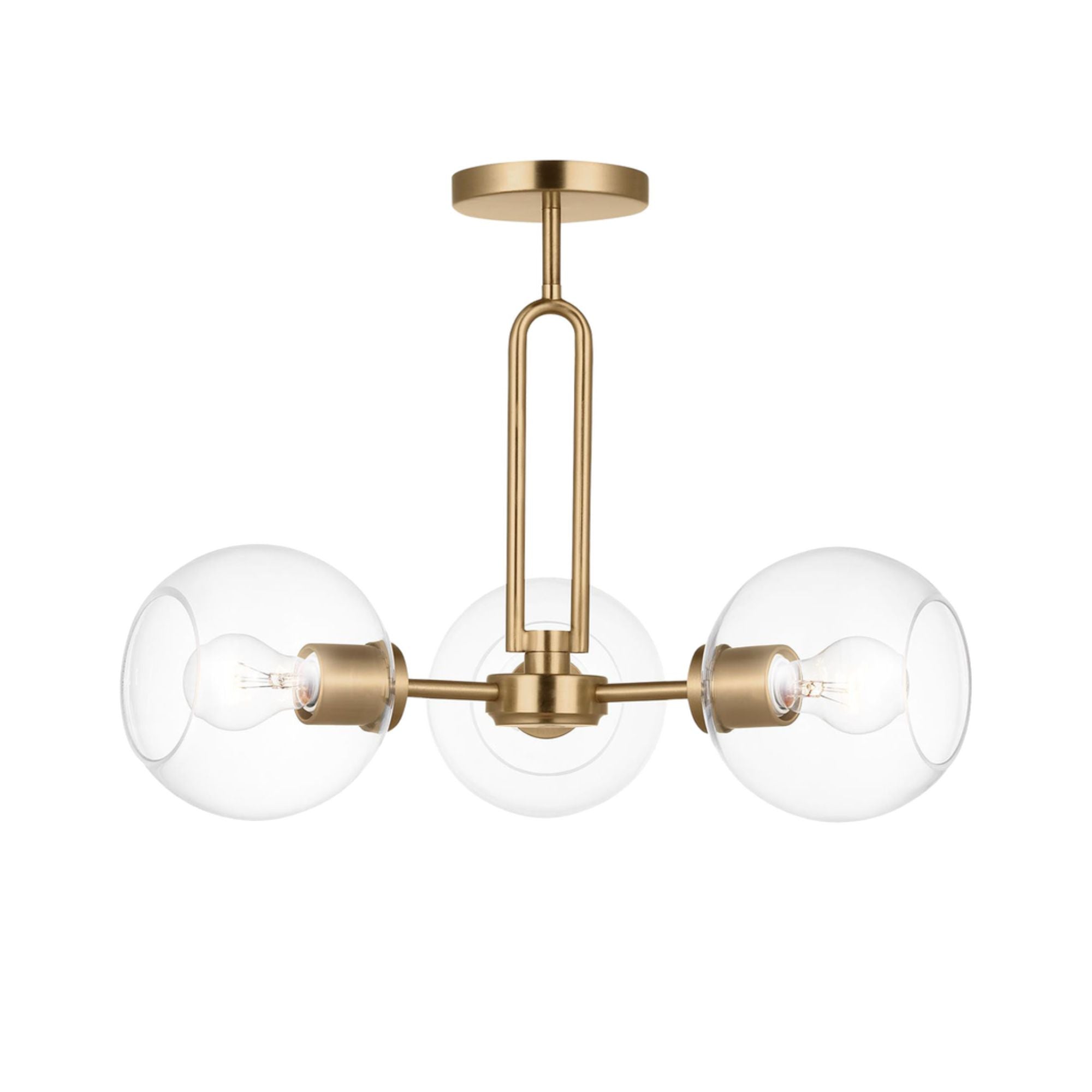 Codyn 22" 3-Light Semi-Flush Convertible Pendant, Satin Brass Finish