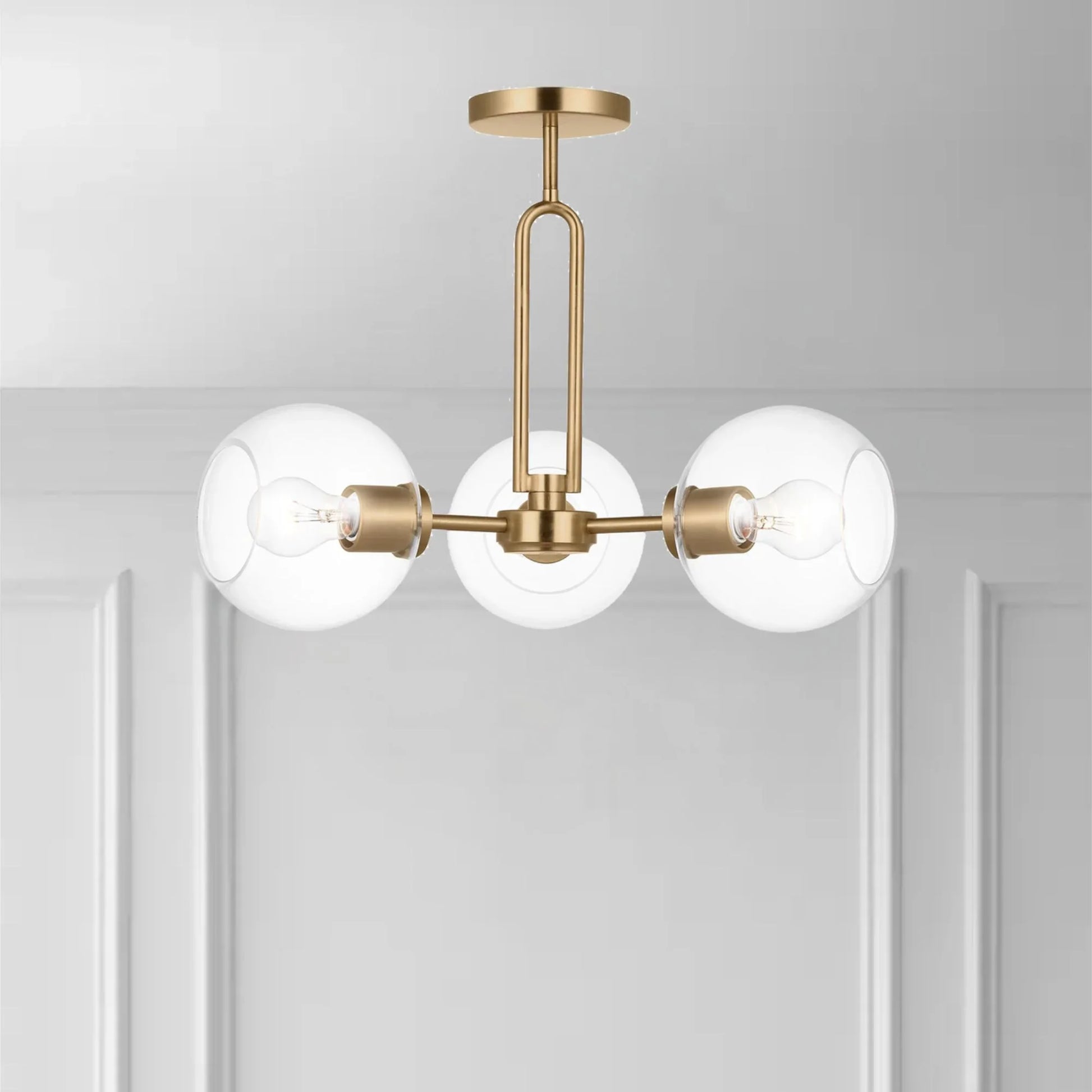 Visual Comfort Studio - Codyn 22" 3-Light Semi-Flush Convertible Pendant, Satin Brass Finish | Bees Lighting