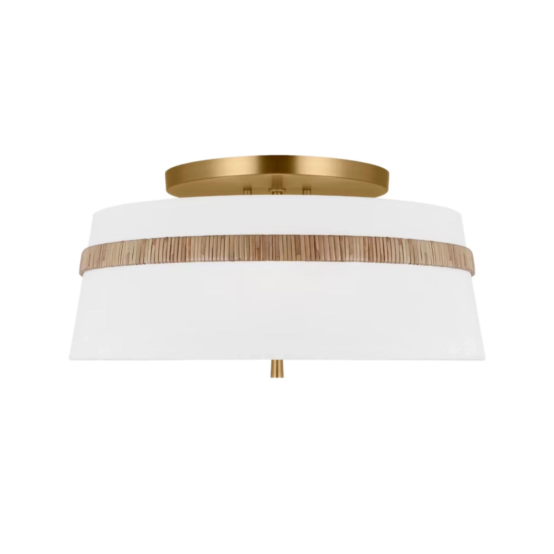 Visual Comfort Studio - Cordtlandt 19" 3-Light Large Semi Flush Mount, Rattan Finish | Bees Lighting