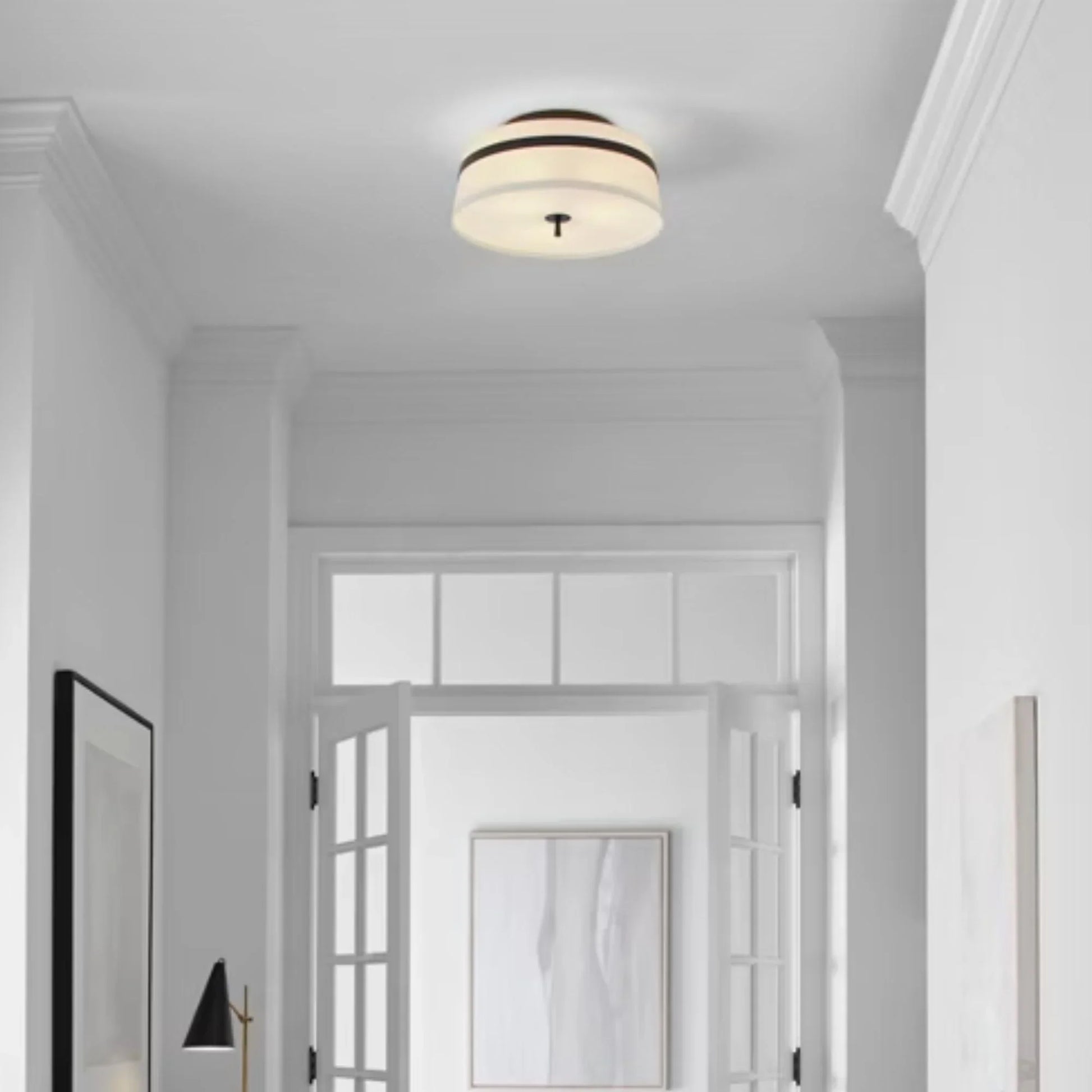 Visual Comfort Studio - Cordtlandt 19" 3-Light Large Semi Flush Mount, Rattan Finish | Bees Lighting