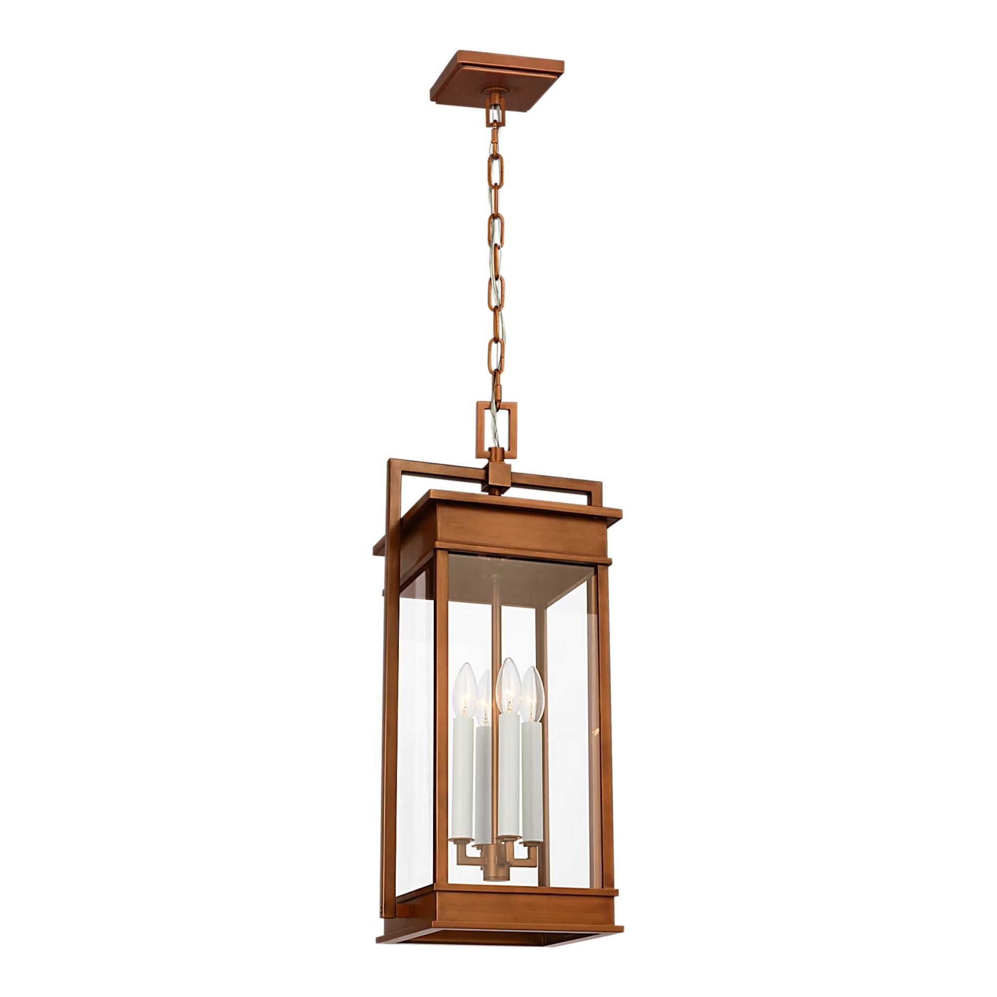 Cupertino 26" 4-Light Outdoor Pendant, Natural Copper Finish