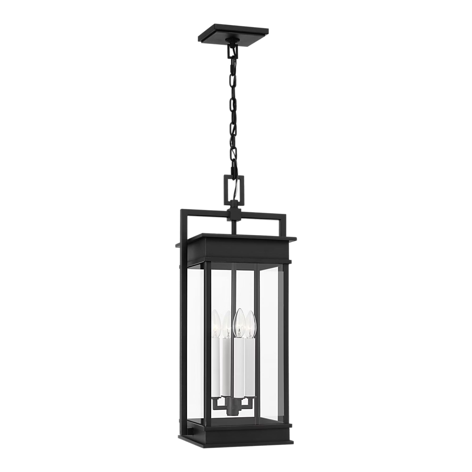 Cupertino 26" 4-Light Outdoor Pendant, Textured Black Finish
