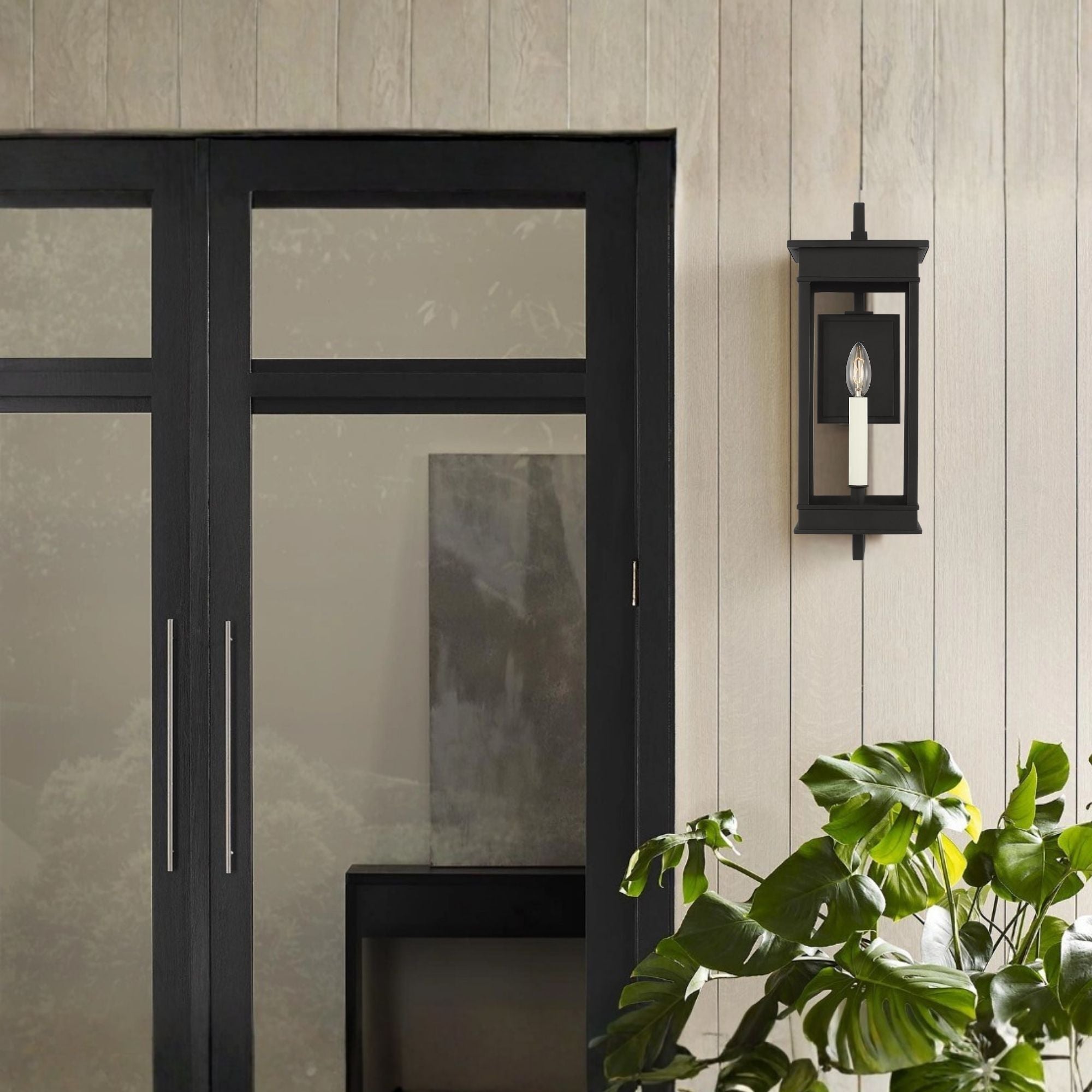Cupertino 19" Medium Bracket Wall Lantern, Textured Black Finish