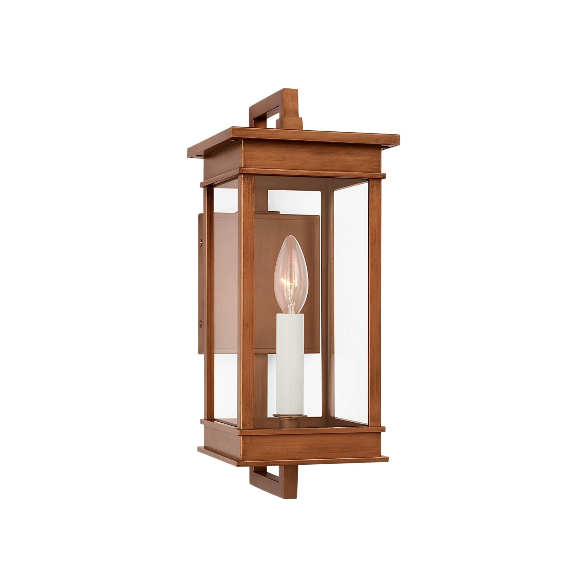 Cupertino 15" Small Bracket Wall Lantern, Natural Copper Finish