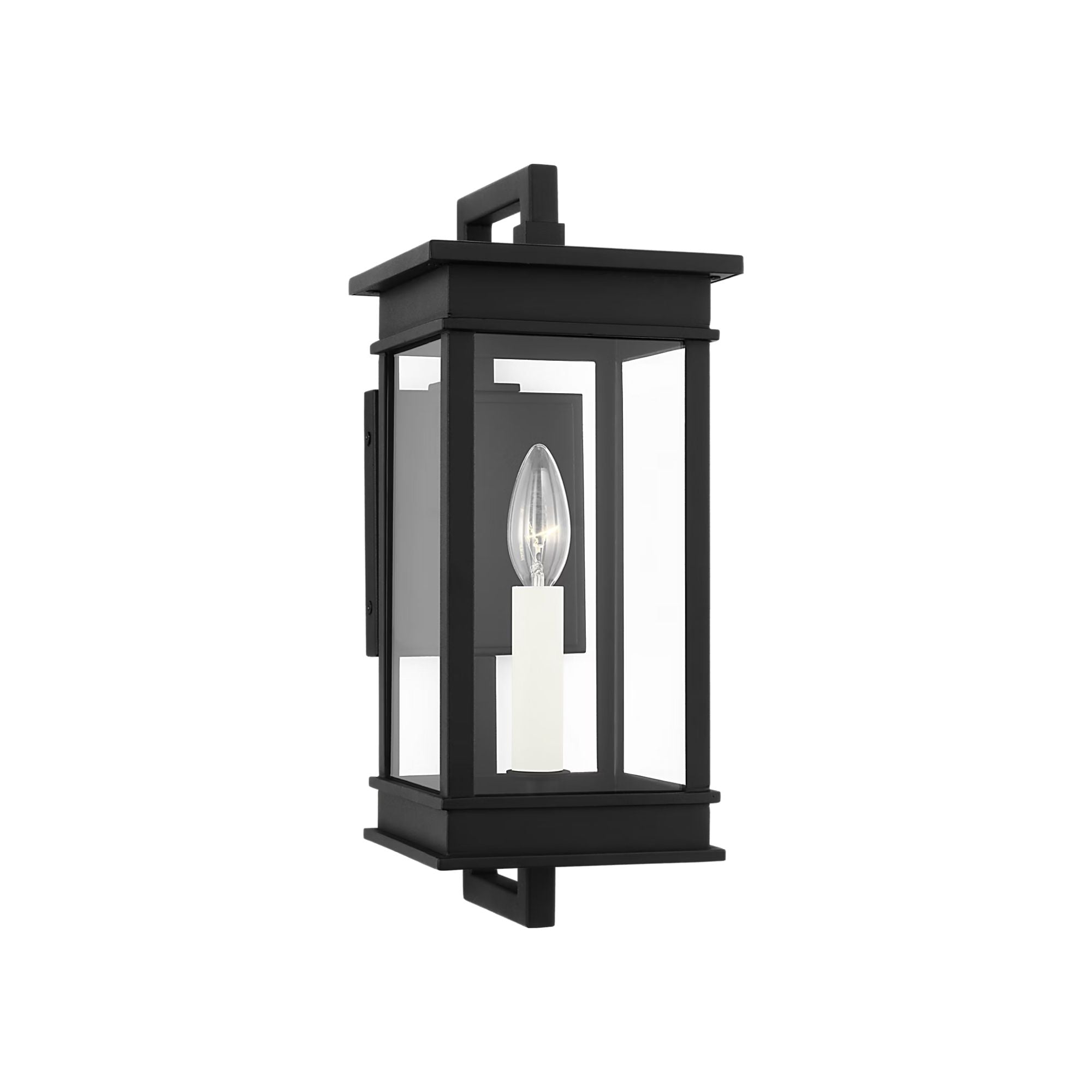 Cupertino 15" Small Bracket Wall Lantern, Textured Black Finish