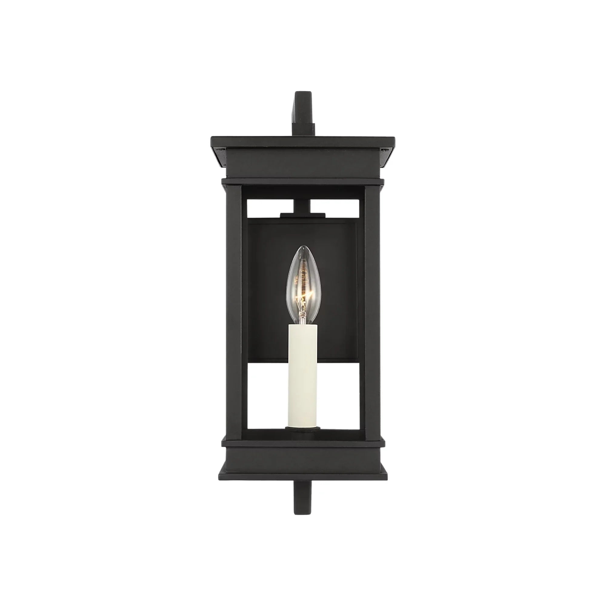 Cupertino 15" Small Bracket Wall Lantern, Textured Black Finish