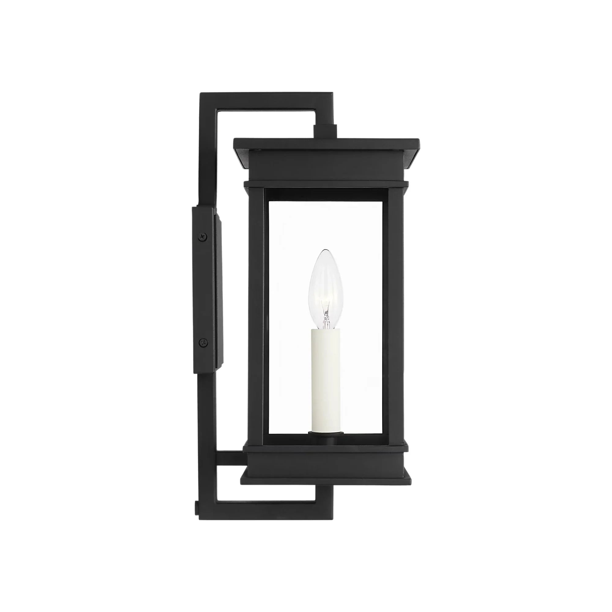 Cupertino 15" Small Bracket Wall Lantern, Textured Black Finish