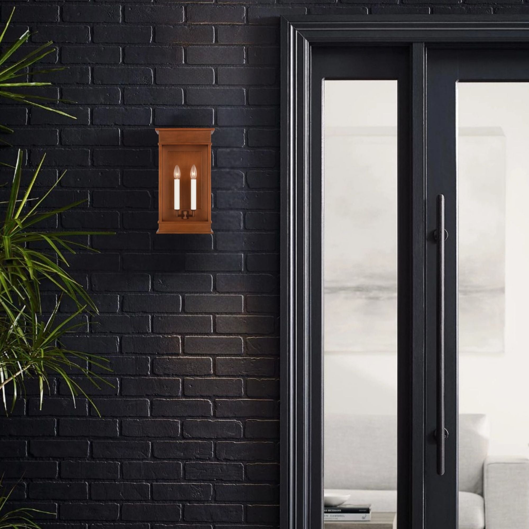 Cupertino 19" 2-Light Large Wall Lantern, Natural Copper Finish