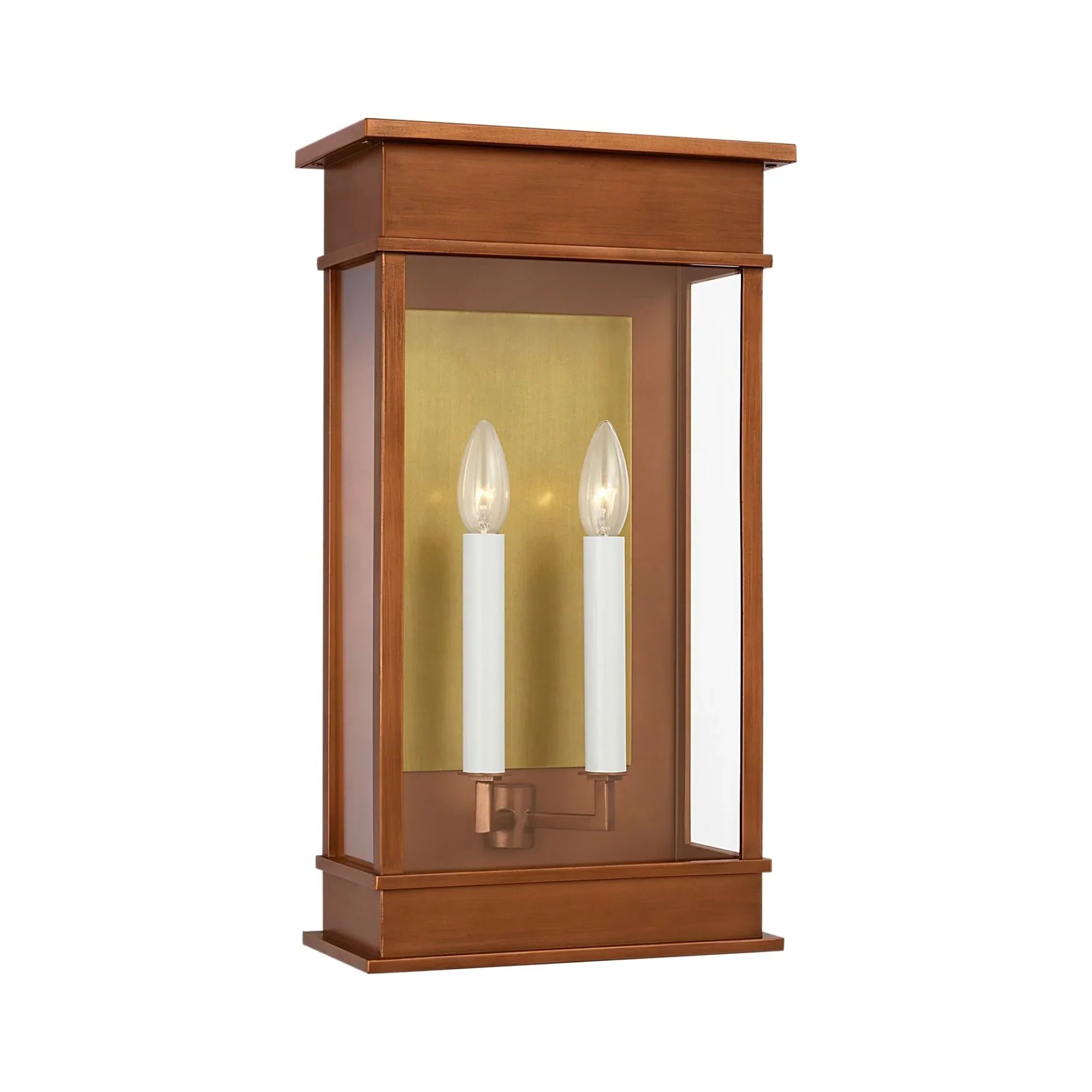 Cupertino 19" 2-Light Large Wall Lantern, Natural Copper Finish