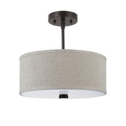 Visual Comfort Studio - Dayna Shade 14" 2-Light LED Semi-Flush Convertible Pendant, Bronze Finish | Bees Lighting