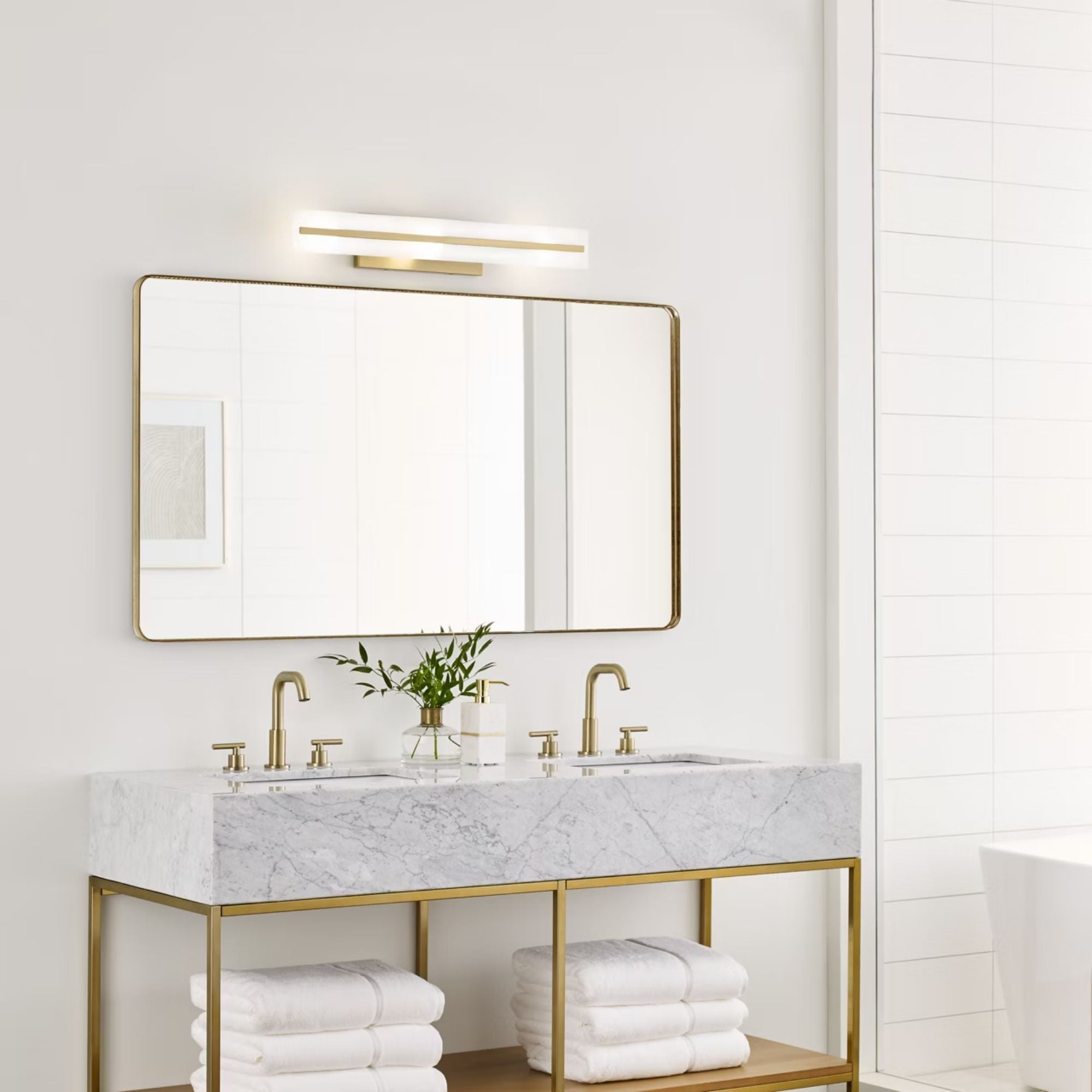 Dex 30" Large 3-Light Bathroom Vanity, Satin Brass Finish