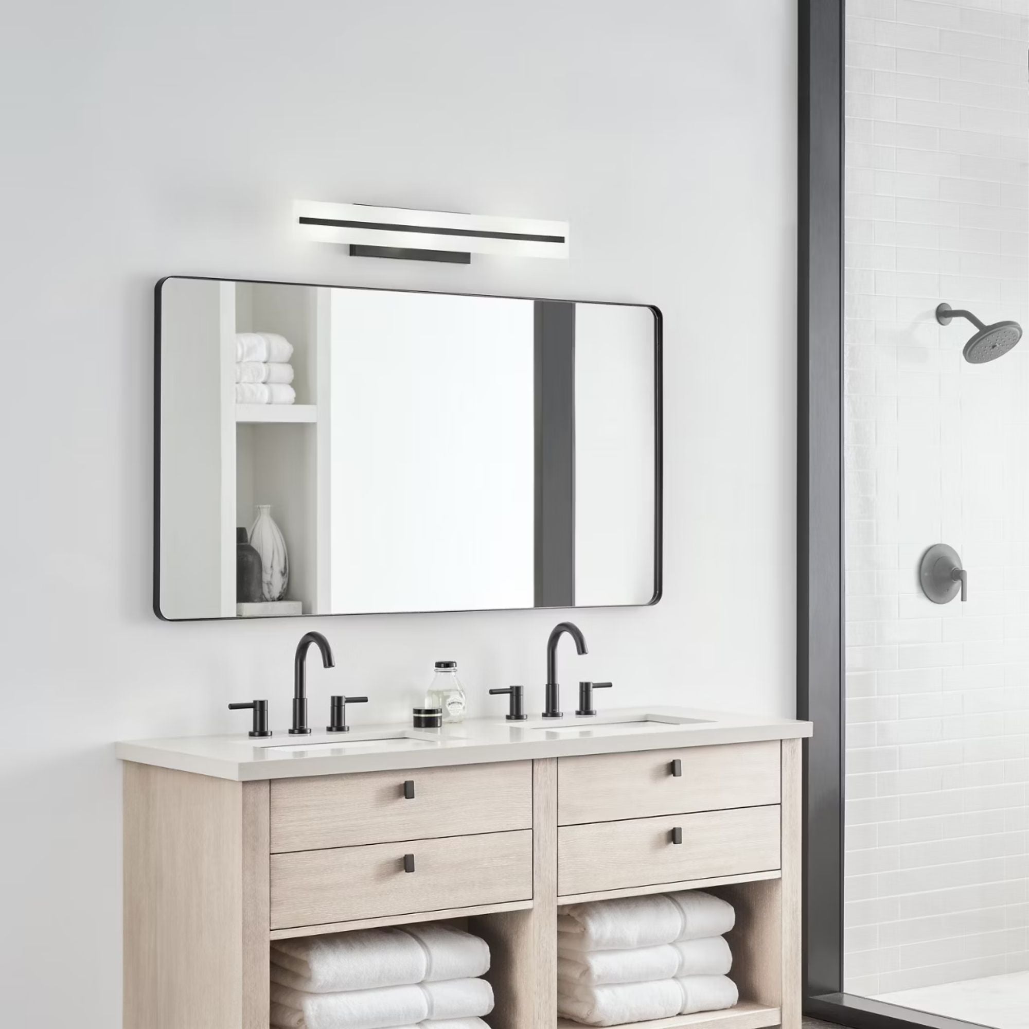 Dex 30" Large 3-Light LED Bathroom Vanity, Midnight Black Finish