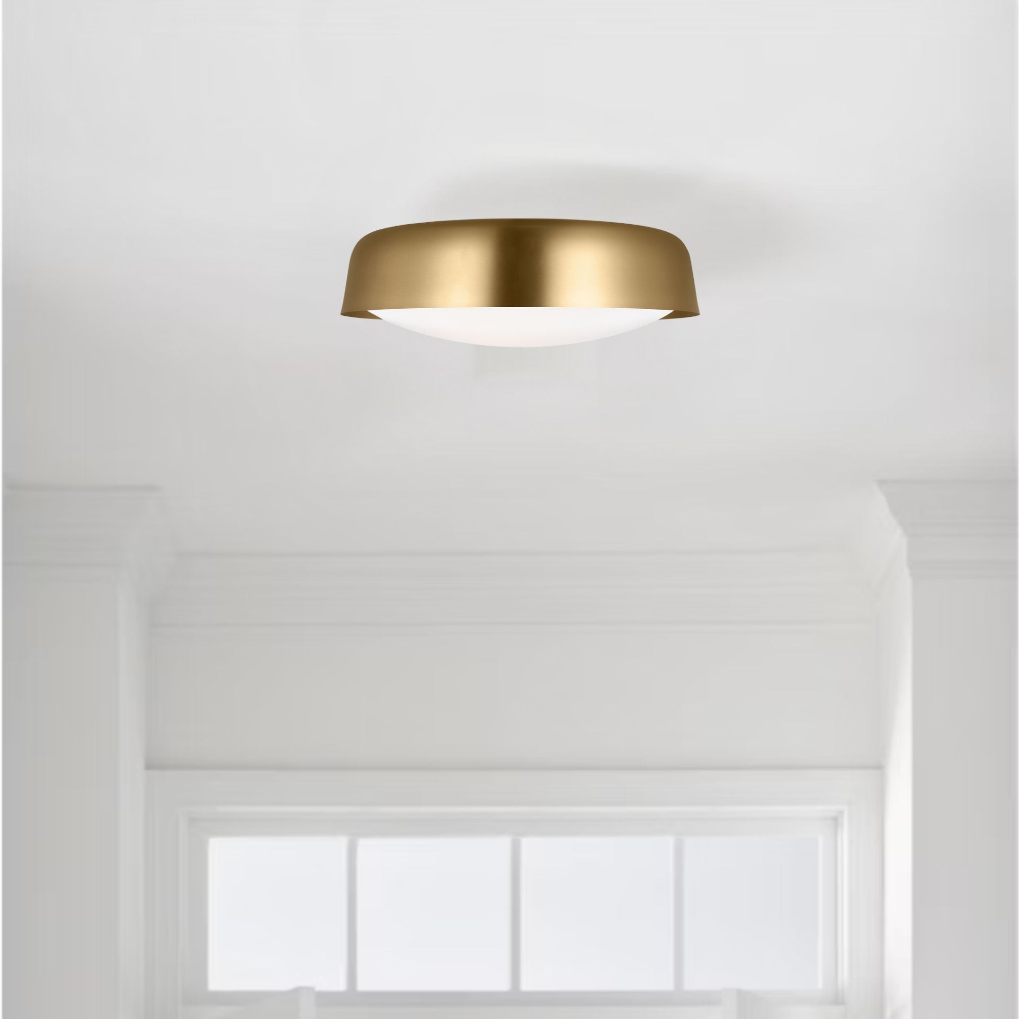 Draper 16" 2-Light Flush Mount, Burnished Brass Finish