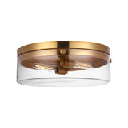 Garrett 18" 2-Light Large Flush Mount, Burnished Brass Finish