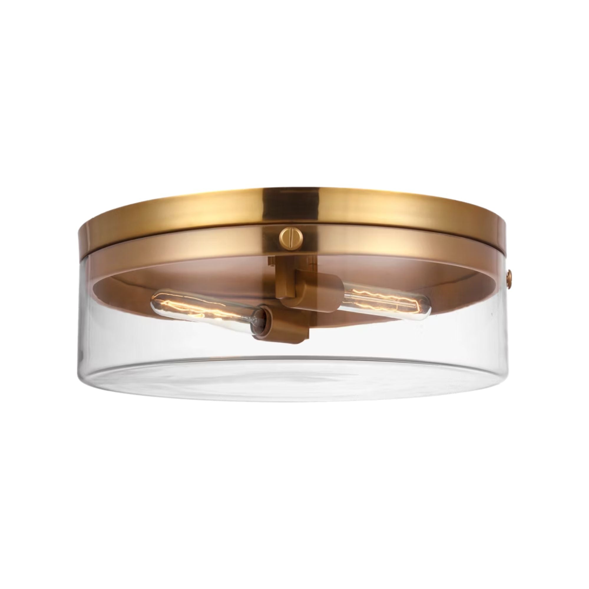 Garrett 18" 2-Light Large Flush Mount, Burnished Brass Finish