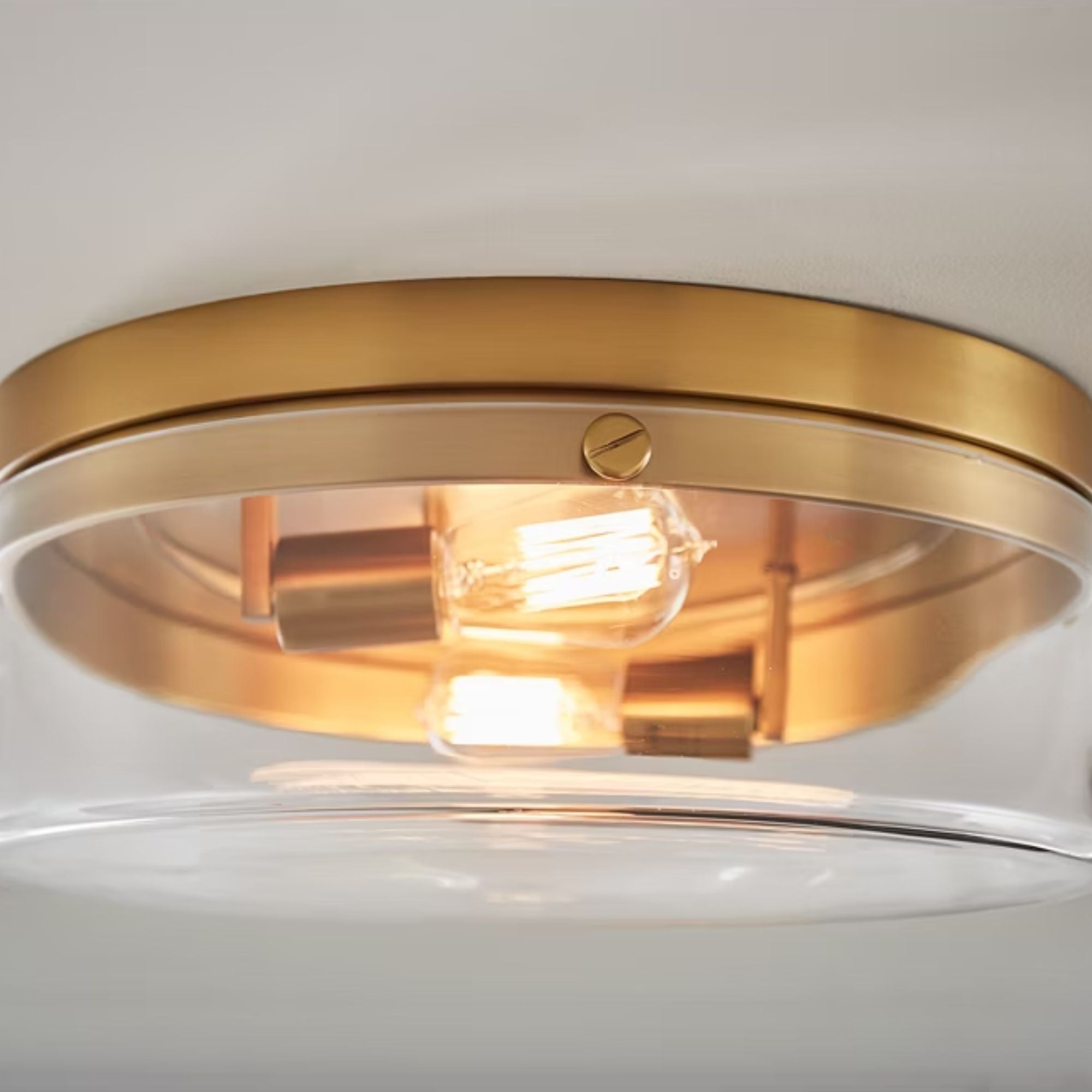 Garrett 18" 2-Light Large Flush Mount, Burnished Brass Finish