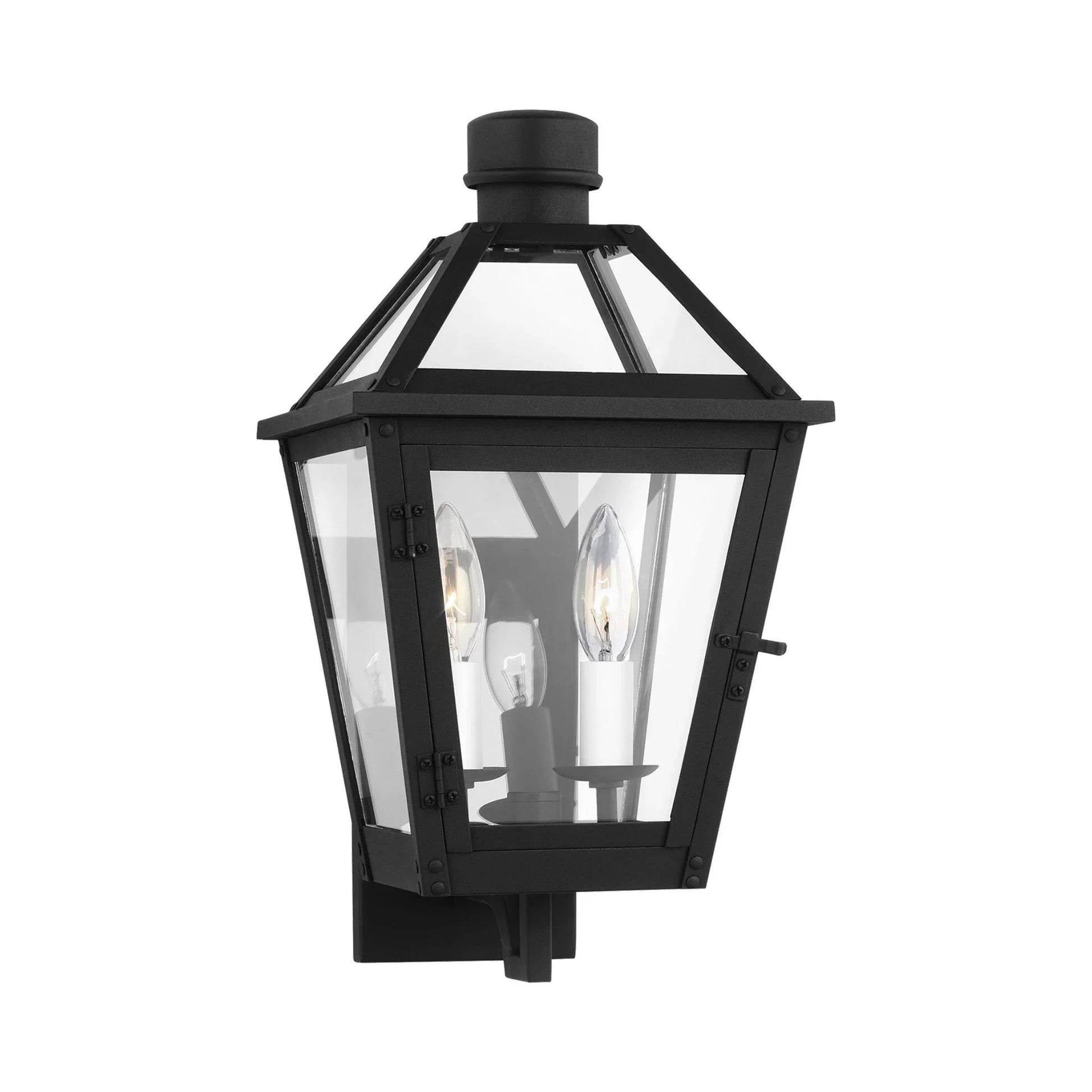 Visual Comfort Studio - Hyannis 16" 2-Light Small Wall Lantern, Textured Black Finish | Bees Lighting