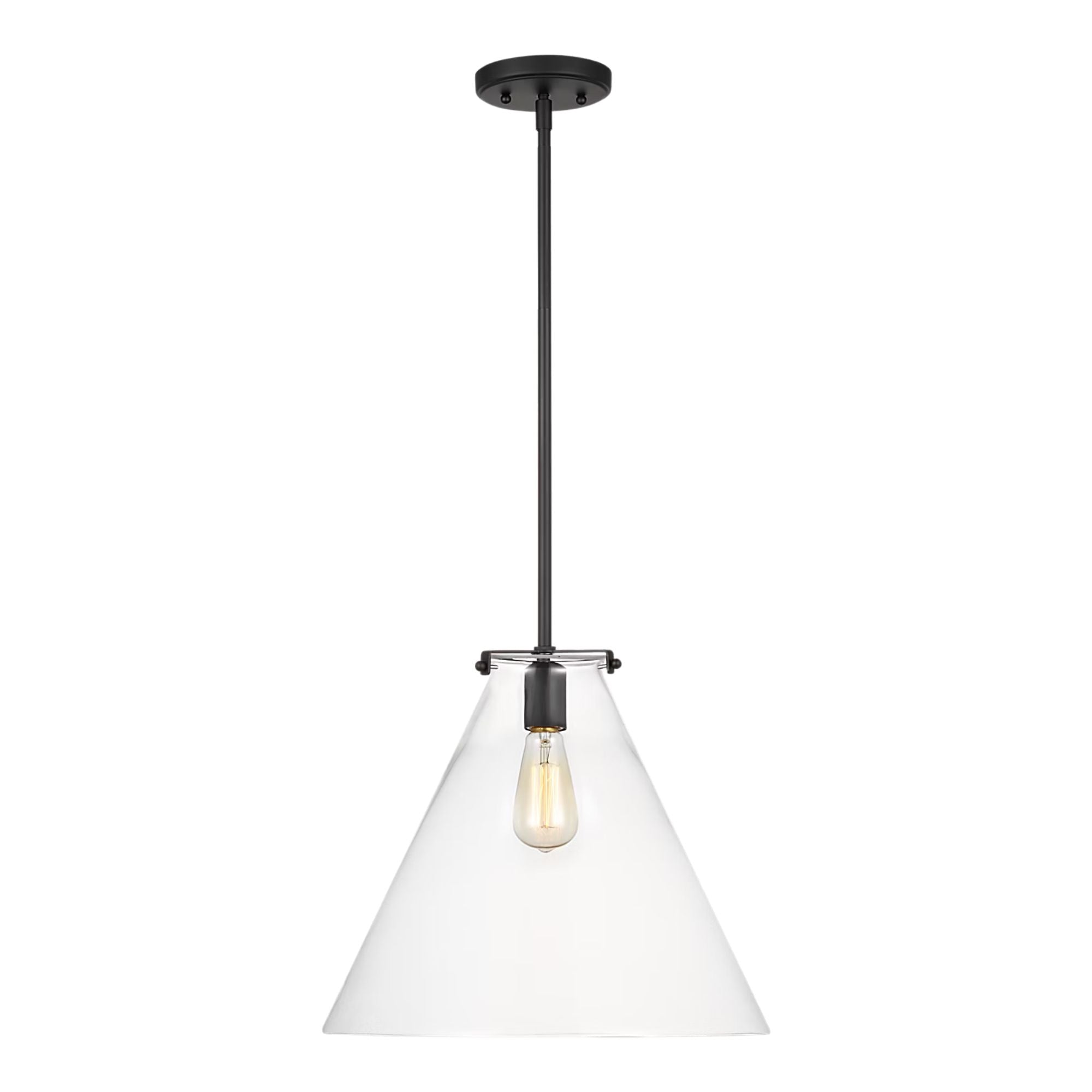 Kate 16" Cone Pendant, Midnight Black Finish