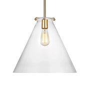 Kate 16" Cone Pendant, Satin Brass Finish