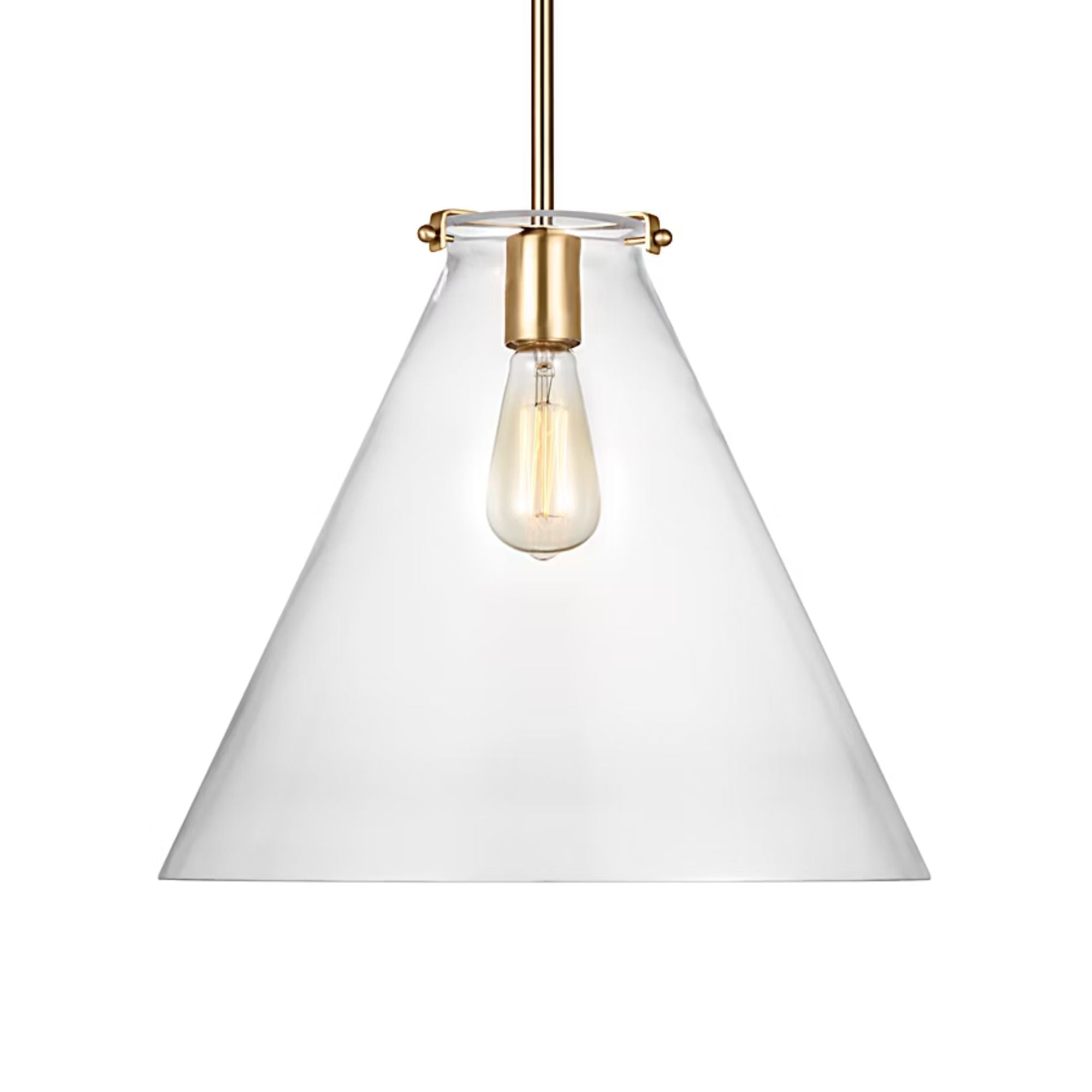 Kate 16" Cone Pendant, Satin Brass Finish