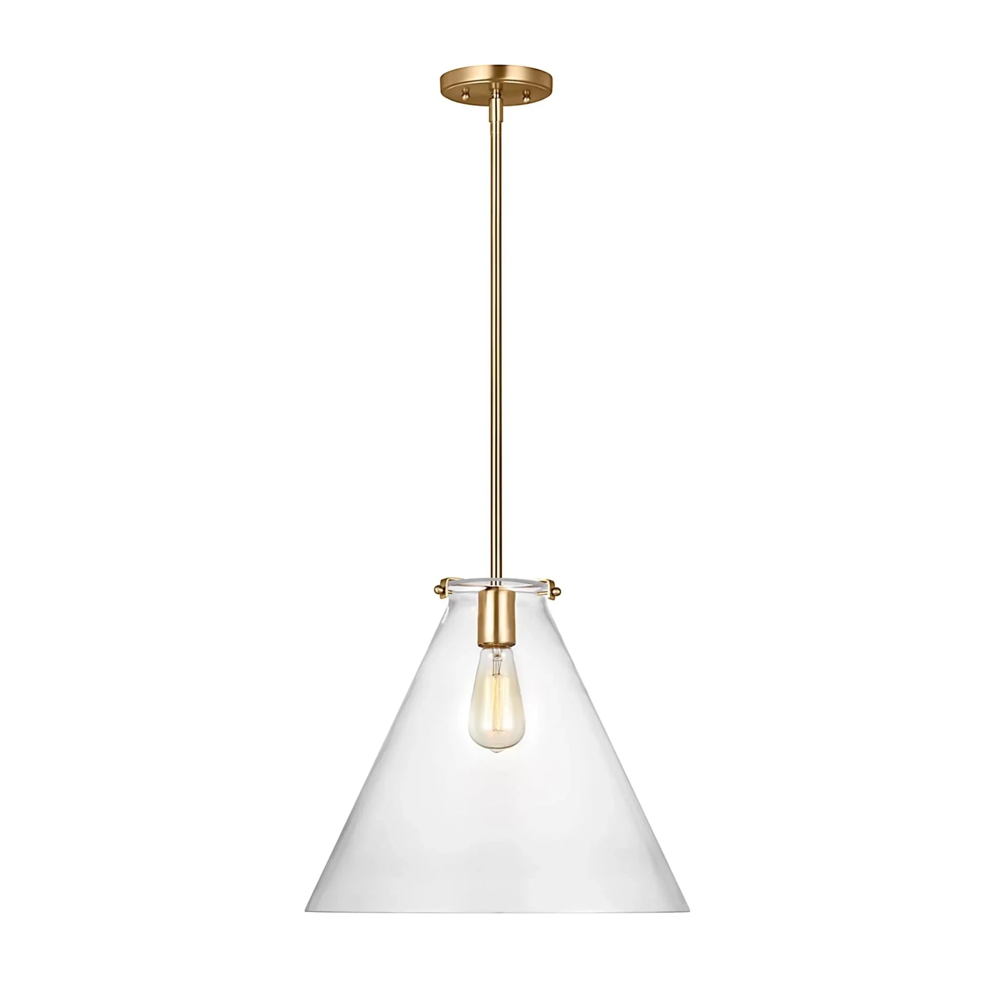 Kate 16" Cone Pendant, Satin Brass Finish
