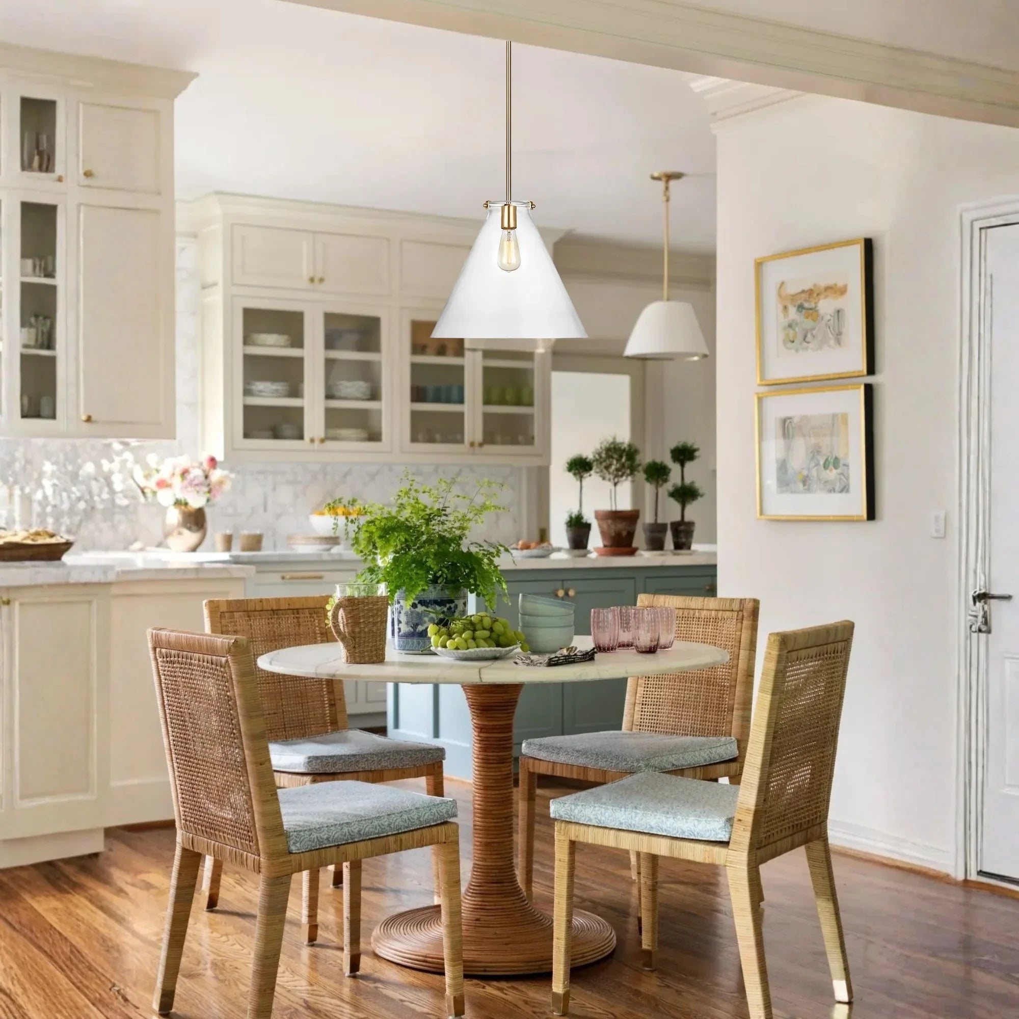 Kate 16" Cone Pendant, Satin Brass Finish