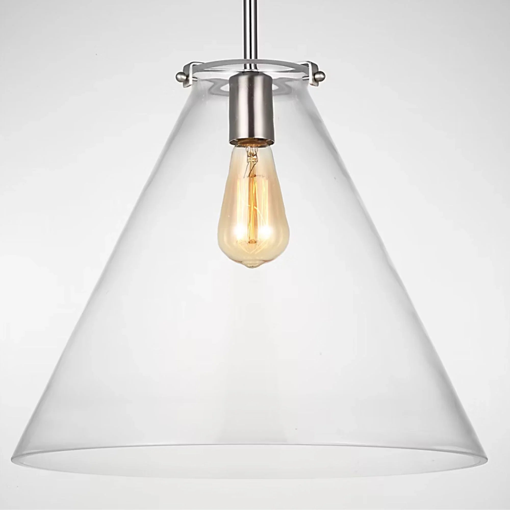 Kate 16" Cone Pendant, Brushed Nickel Finish