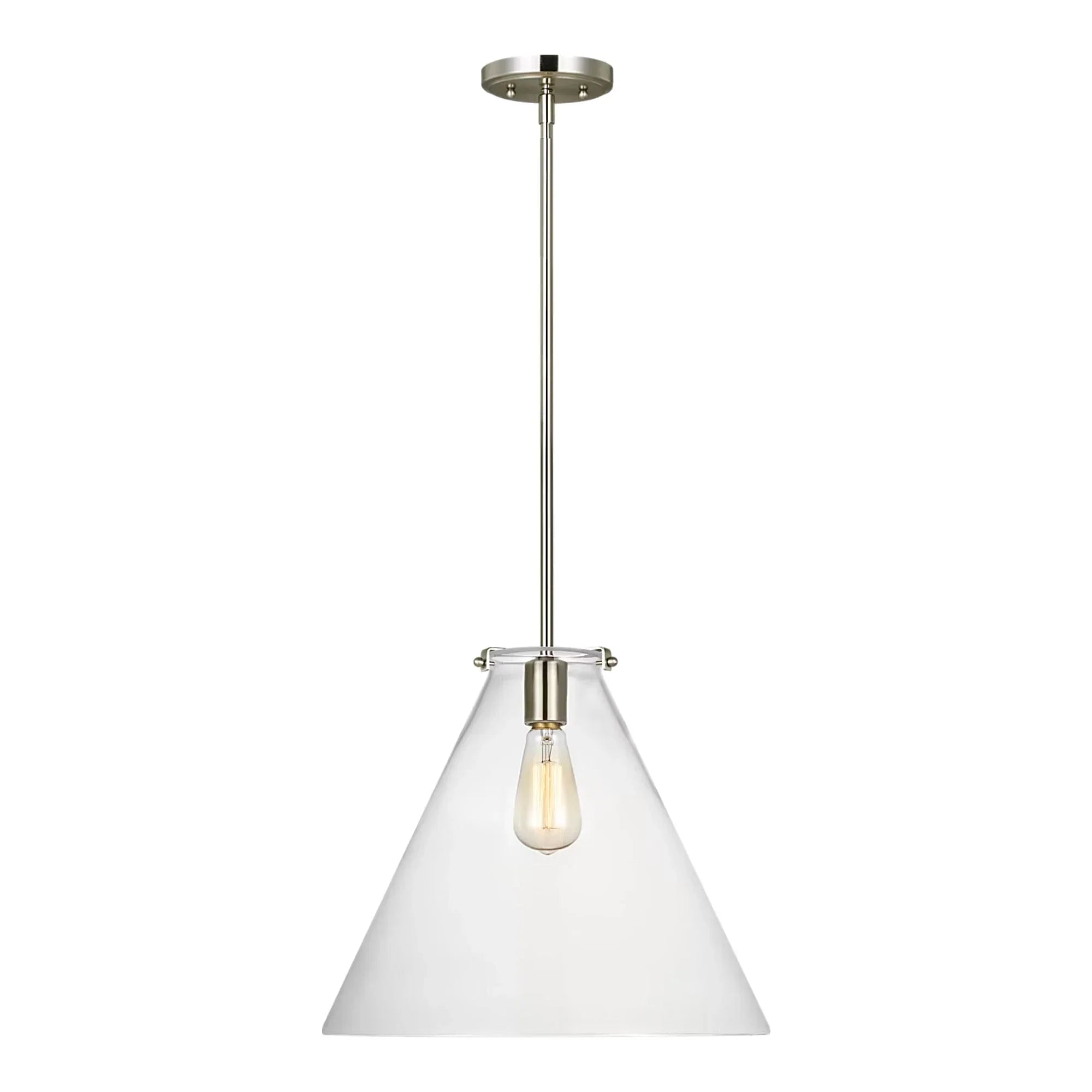 Kate 16" Cone Pendant, Brushed Nickel Finish