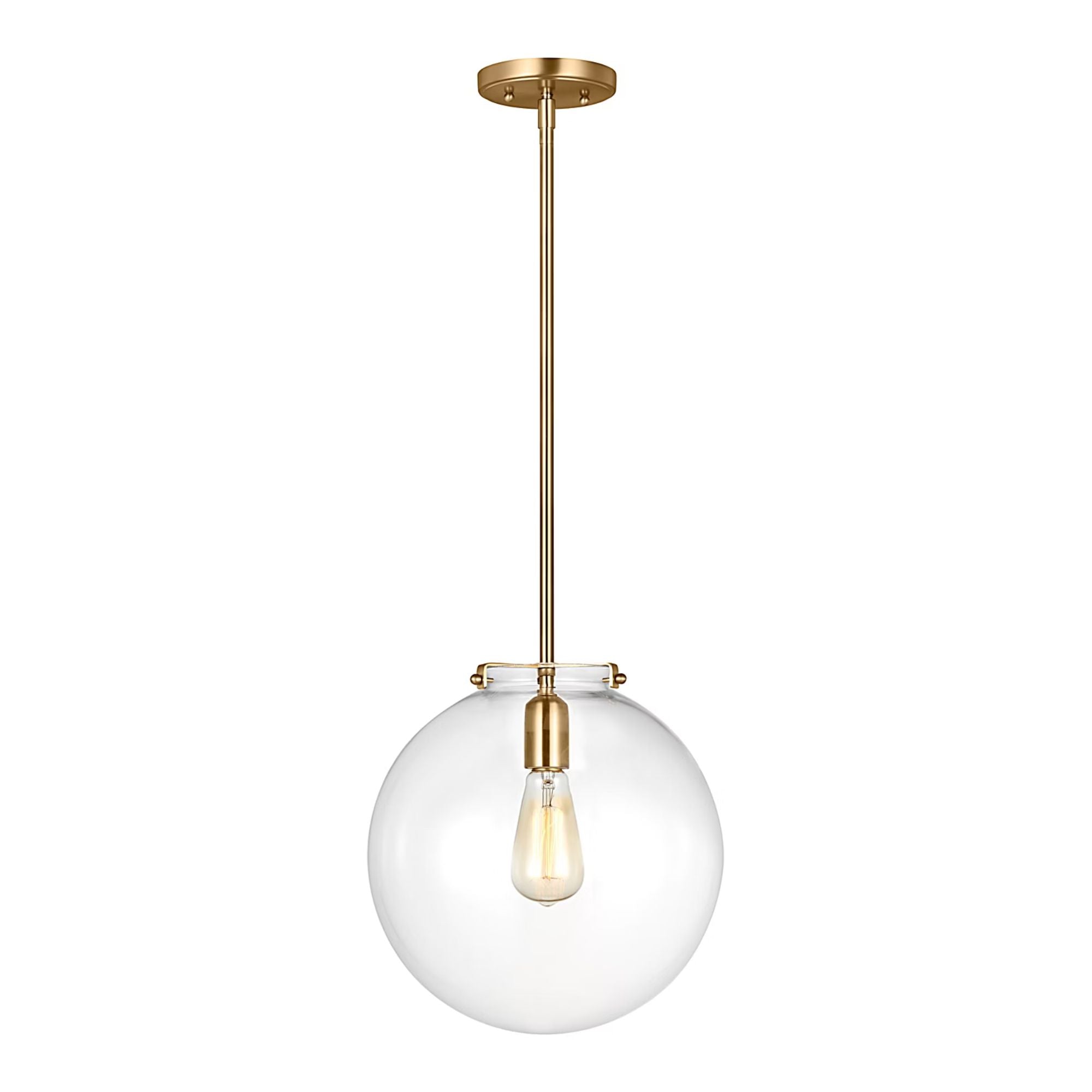Kate 12" Sphere Pendant, Satin Brass Finish