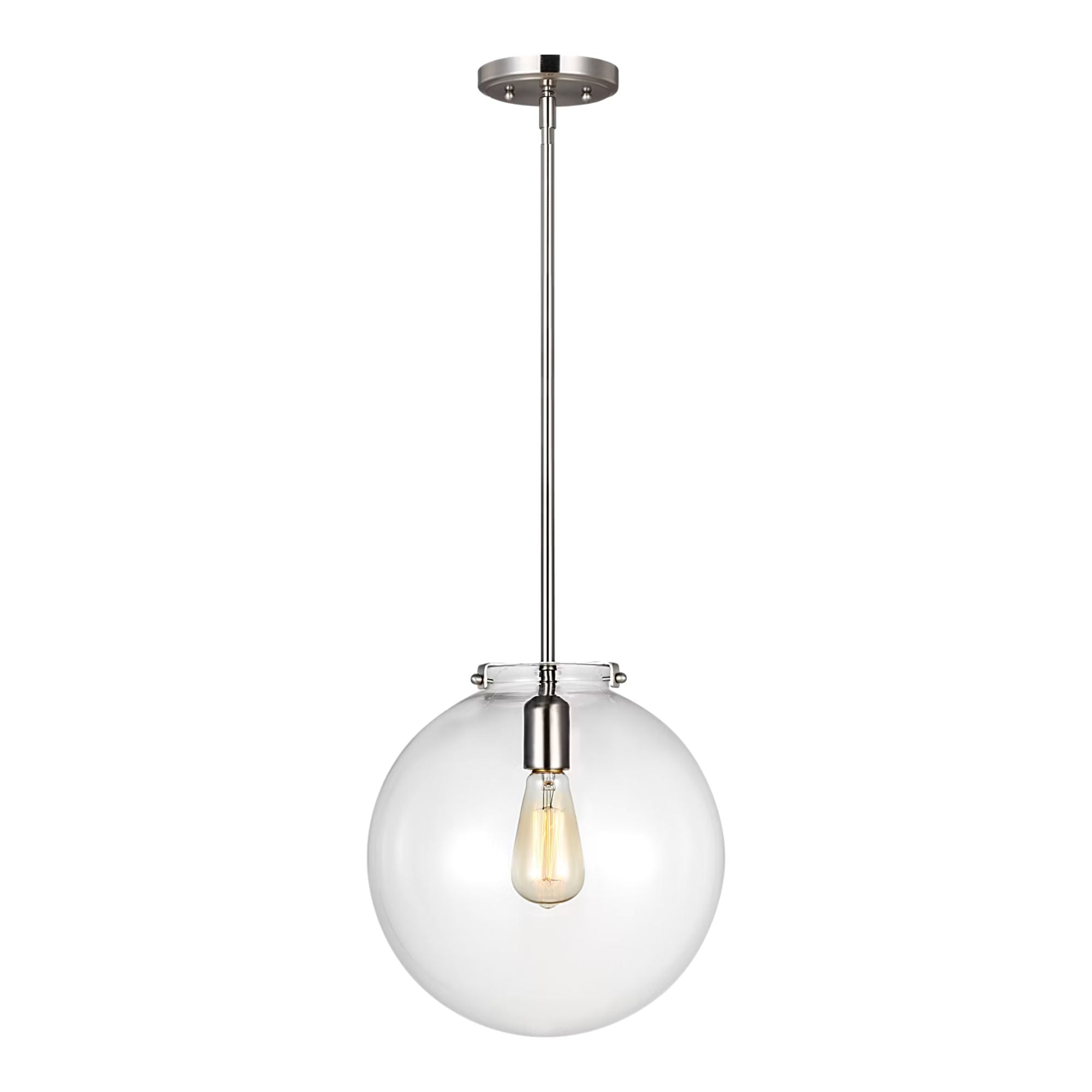 Kate 12" Sphere Pendant, Brushed Nickel Finish