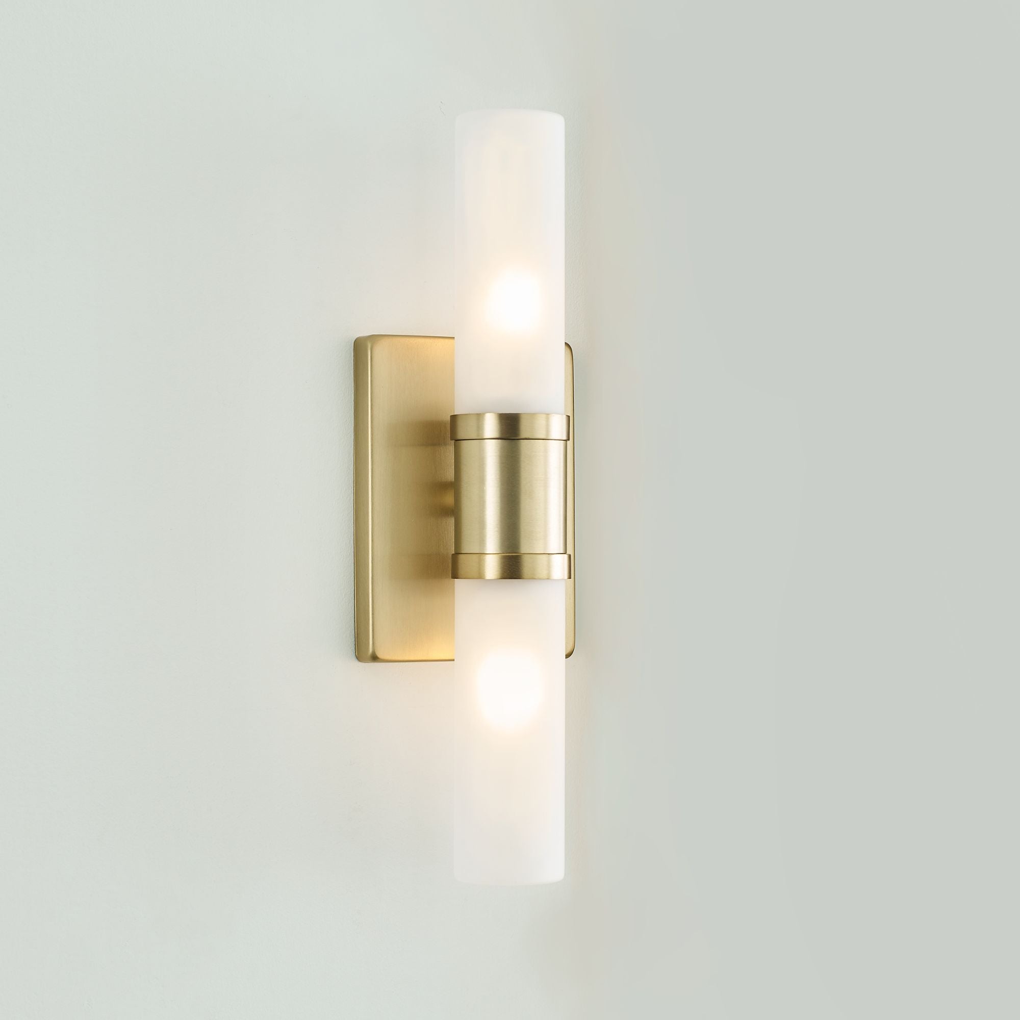 Keaton 16" Small 2-Light Bathroom Vanity, Satin Brass Finish
