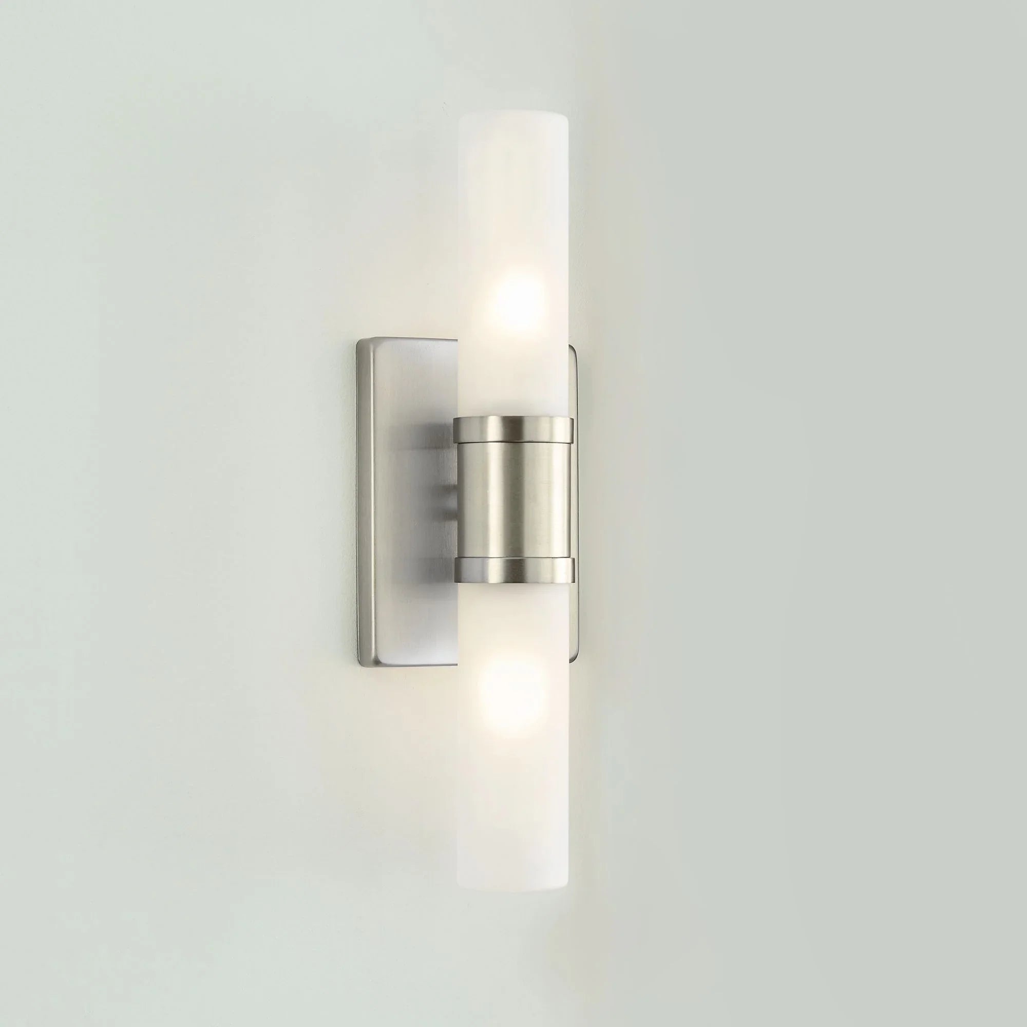 Keaton 16" Small 2-Light Bathroom Vanity, Brushed Nickel Finish