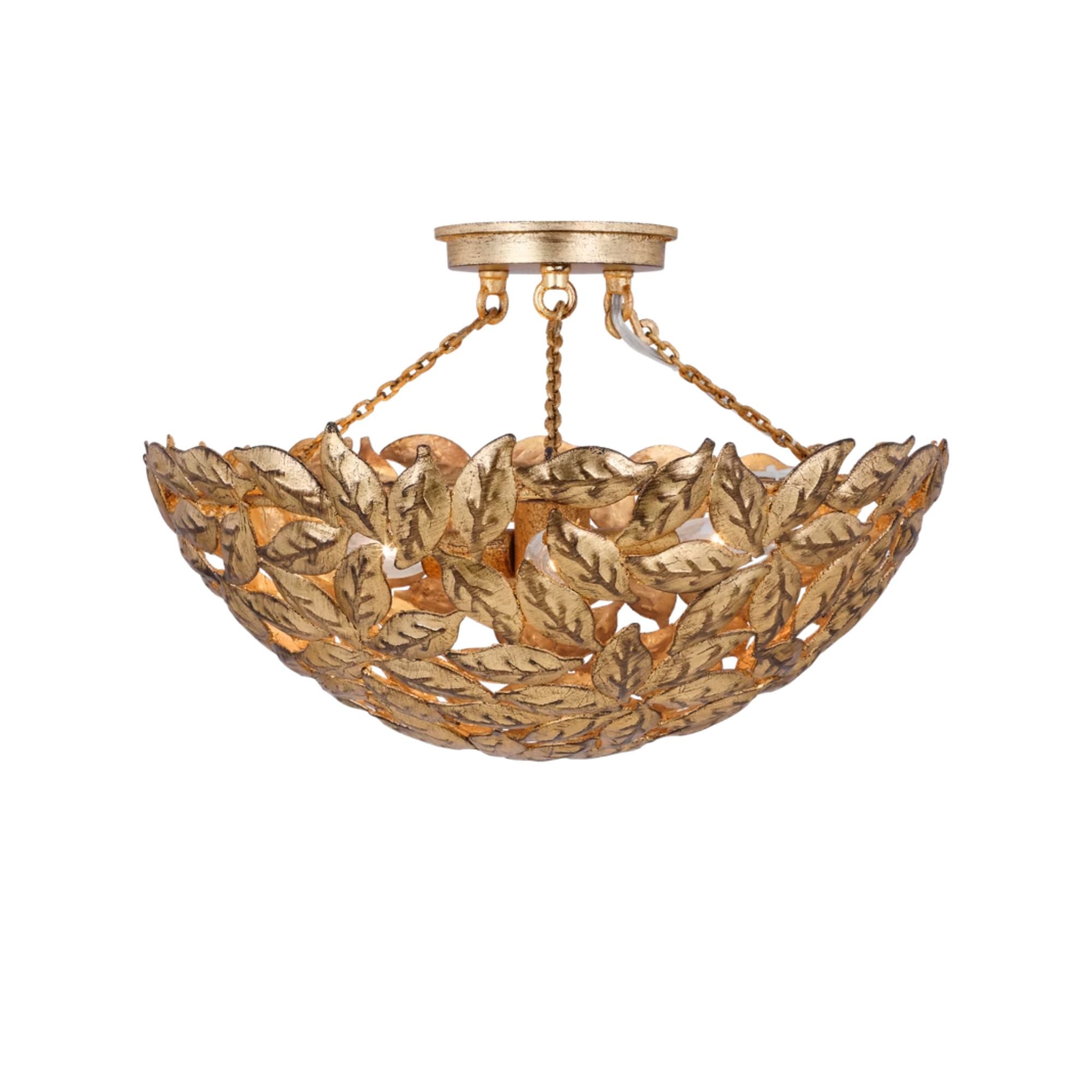 Kelan 16" 3-Light Semi Flush Mount, Antique Gild Finish