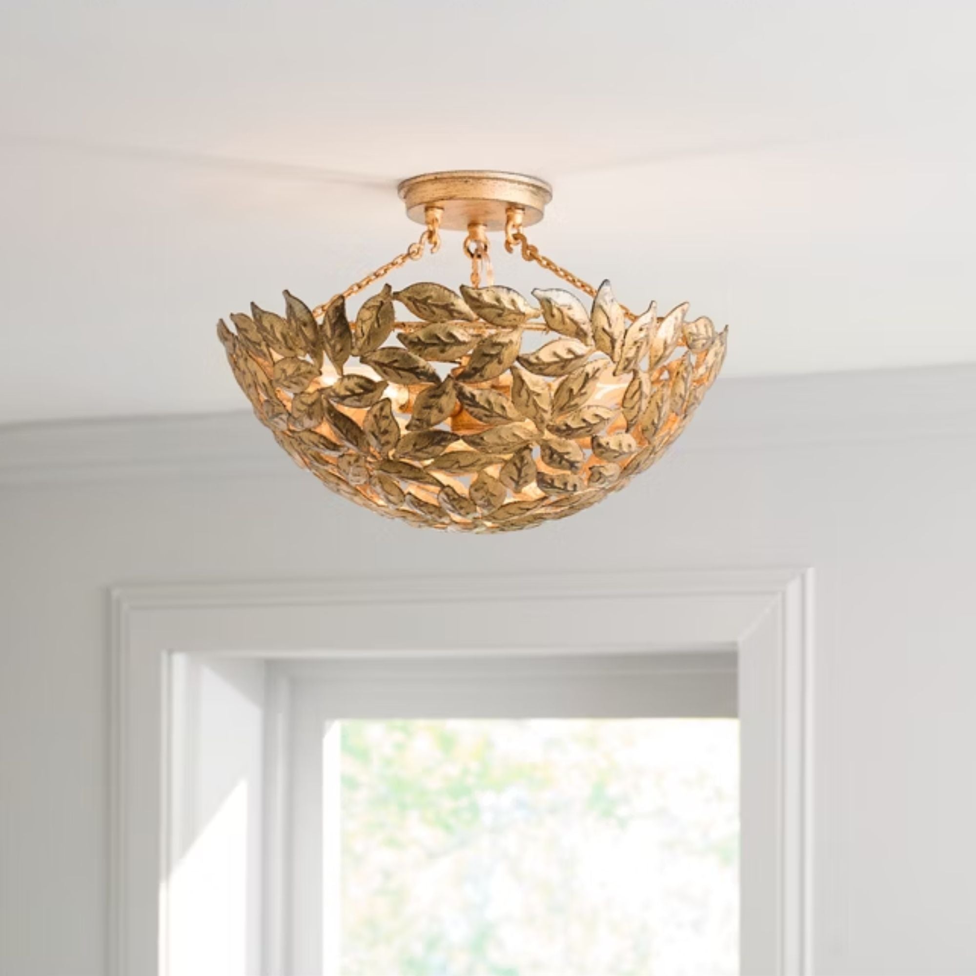 Kelan 16" 3-Light Semi Flush Mount, Antique Gild Finish