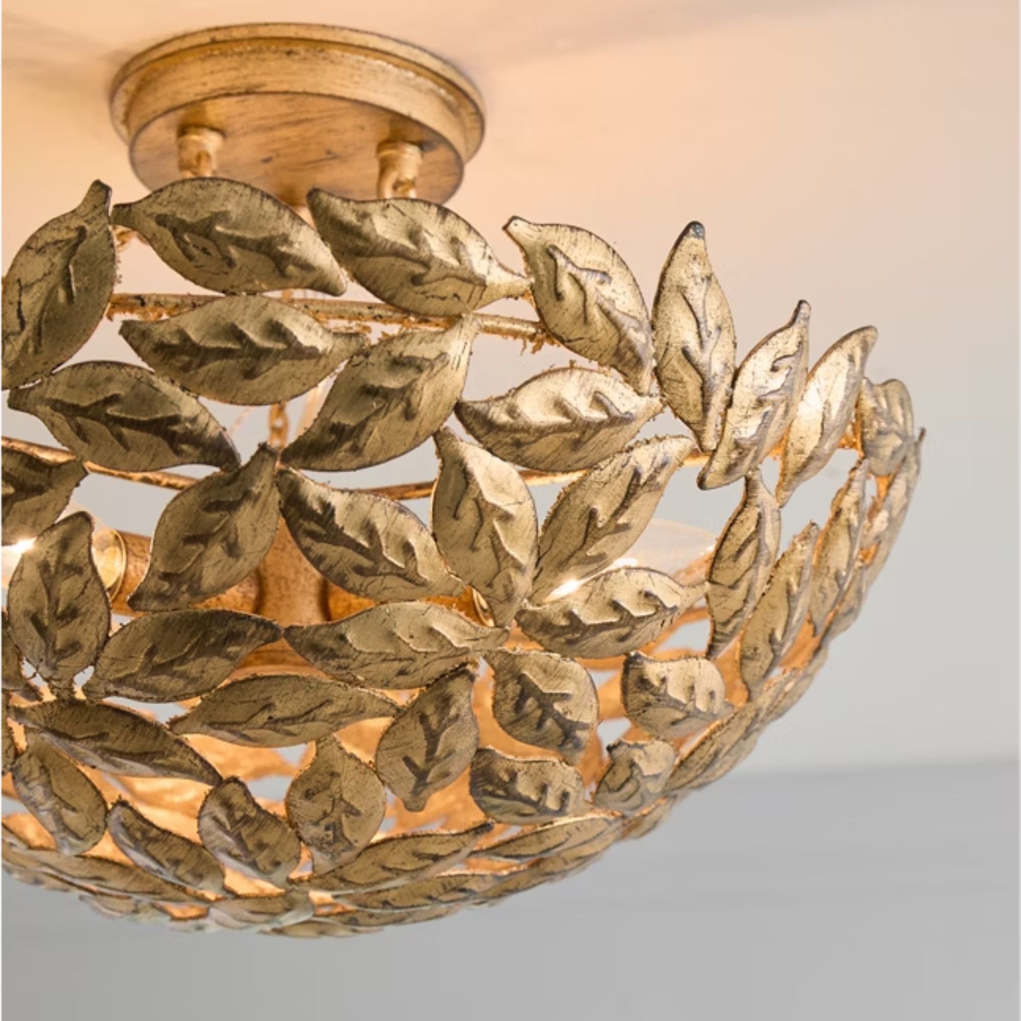 Kelan 16" 3-Light Semi Flush Mount, Antique Gild Finish