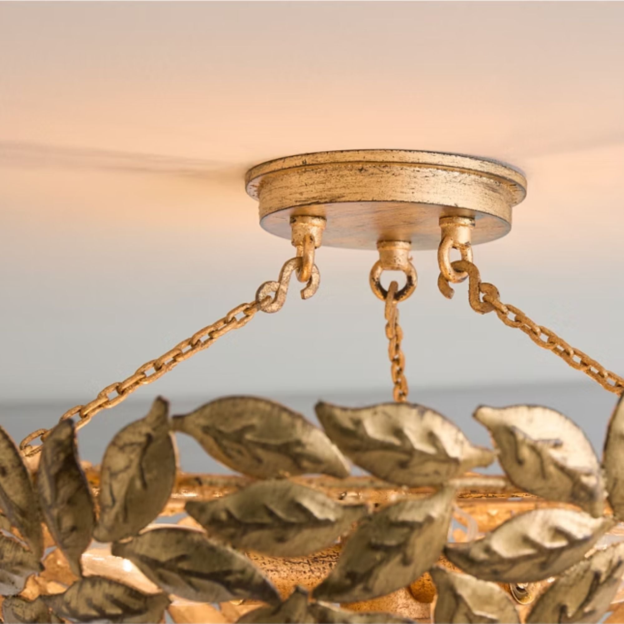Kelan 16" 3-Light Semi Flush Mount, Antique Gild Finish